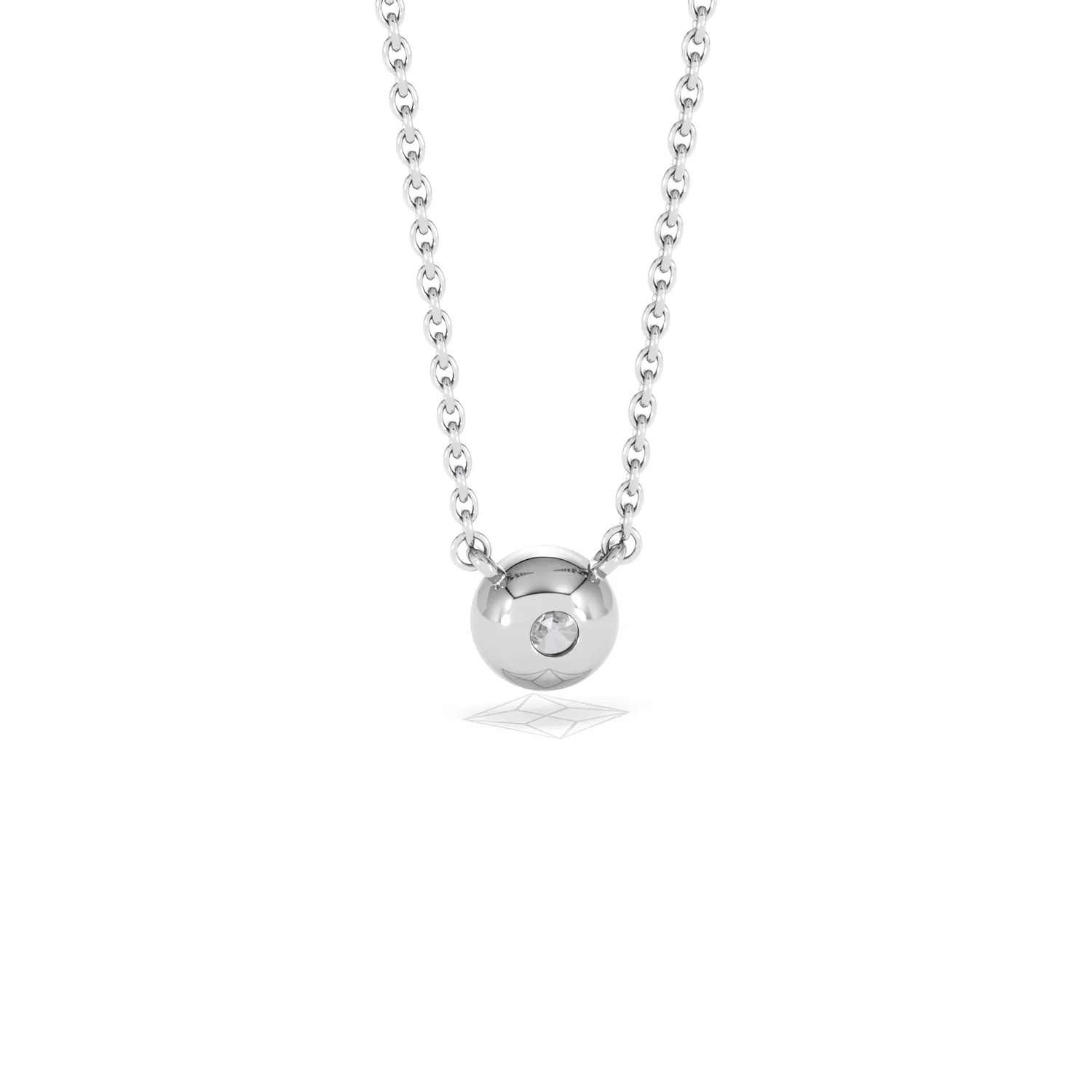 Horizon Round Cut Lab Diamond Solitaire Necklace 0.25ct H/SI in 925 Silver - Image 53