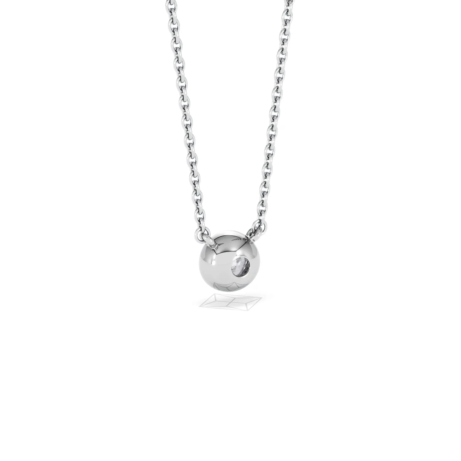 Horizon Round Cut Lab Diamond Solitaire Necklace 0.25ct H/SI in 925 Silver - Image 57