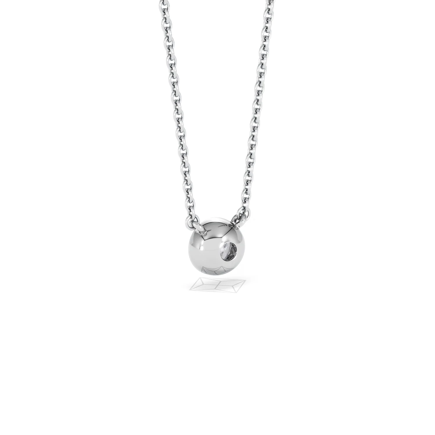 Horizon Round Cut Lab Diamond Solitaire Necklace 0.25ct H/SI in 925 Silver - Image 58