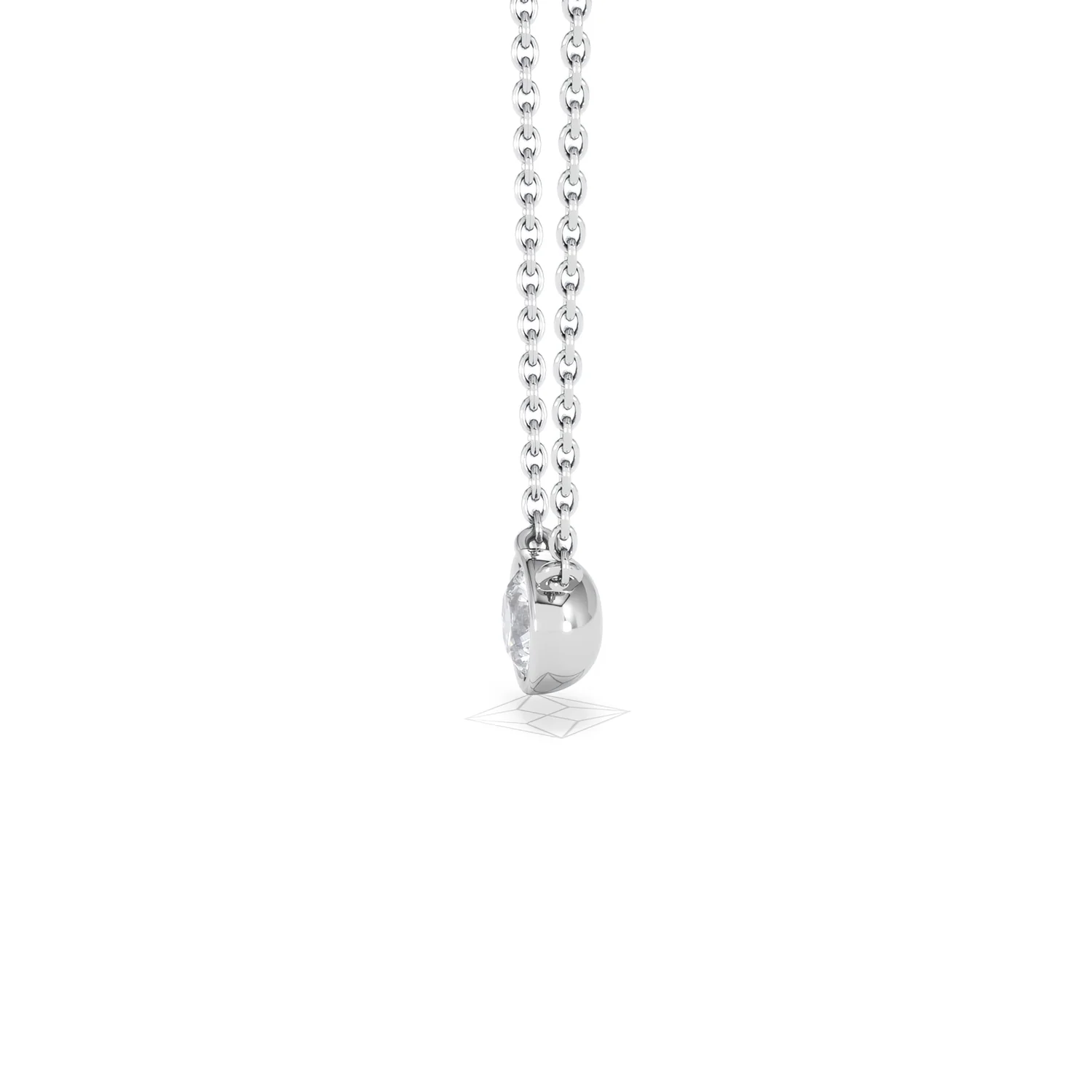 Horizon Round Cut Lab Diamond Solitaire Necklace 0.25ct H/SI in 925 Silver - Image 73