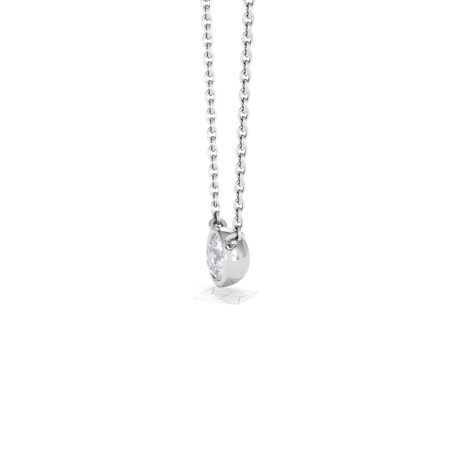 Horizon Round Cut Lab Diamond Solitaire Necklace 0.25ct H/SI in 925 Silver - Image 75