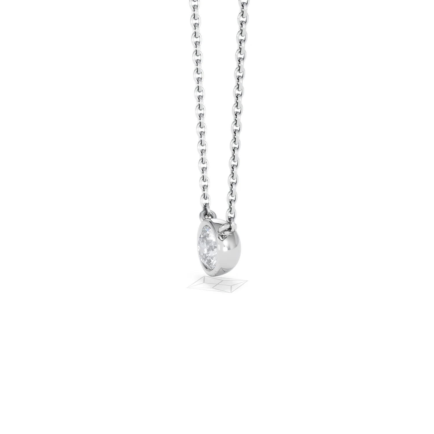 Horizon Round Cut Lab Diamond Solitaire Necklace 0.25ct H/SI in 925 Silver - Image 76