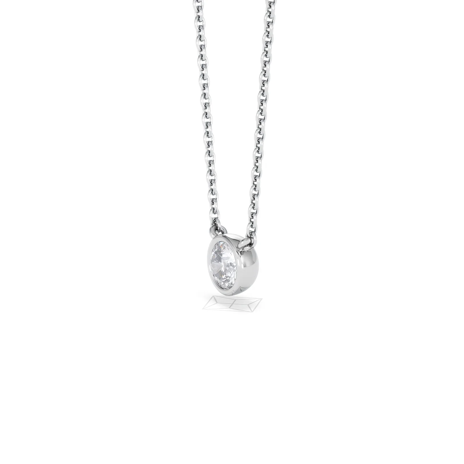 Horizon Round Cut Lab Diamond Solitaire Necklace 0.25ct H/SI in 925 Silver - Image 78