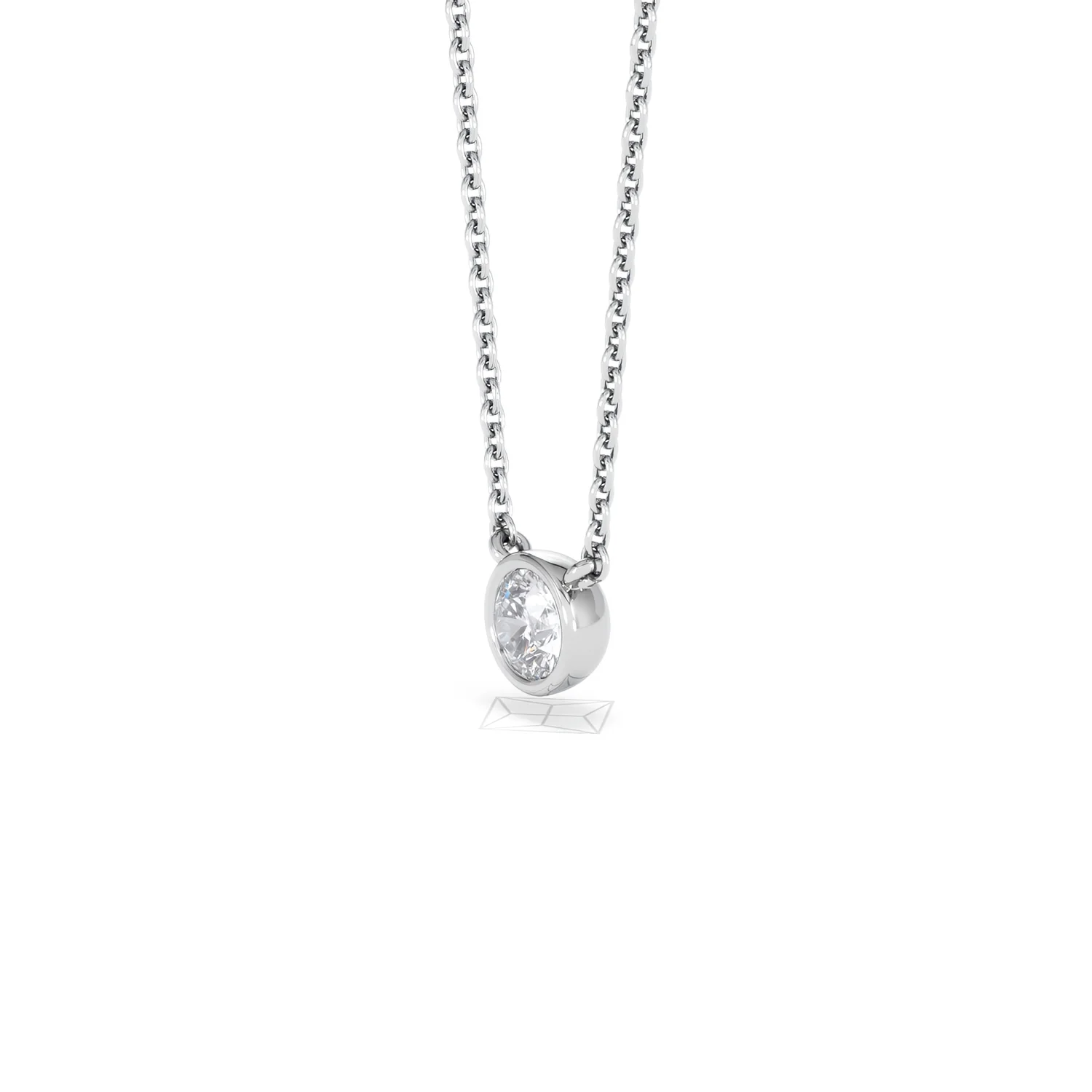 Horizon Round Cut Lab Diamond Solitaire Necklace 0.25ct H/SI in 925 Silver - Image 79