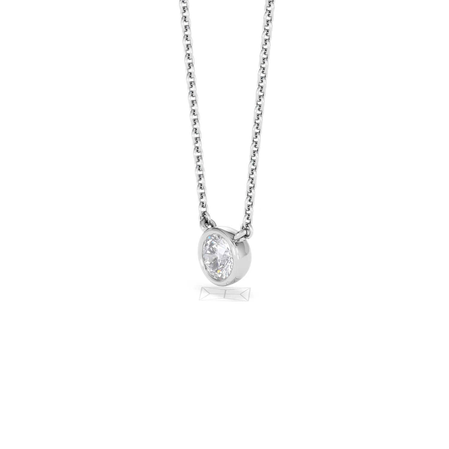 Horizon Round Cut Lab Diamond Solitaire Necklace 0.25ct H/SI in 925 Silver - Image 80