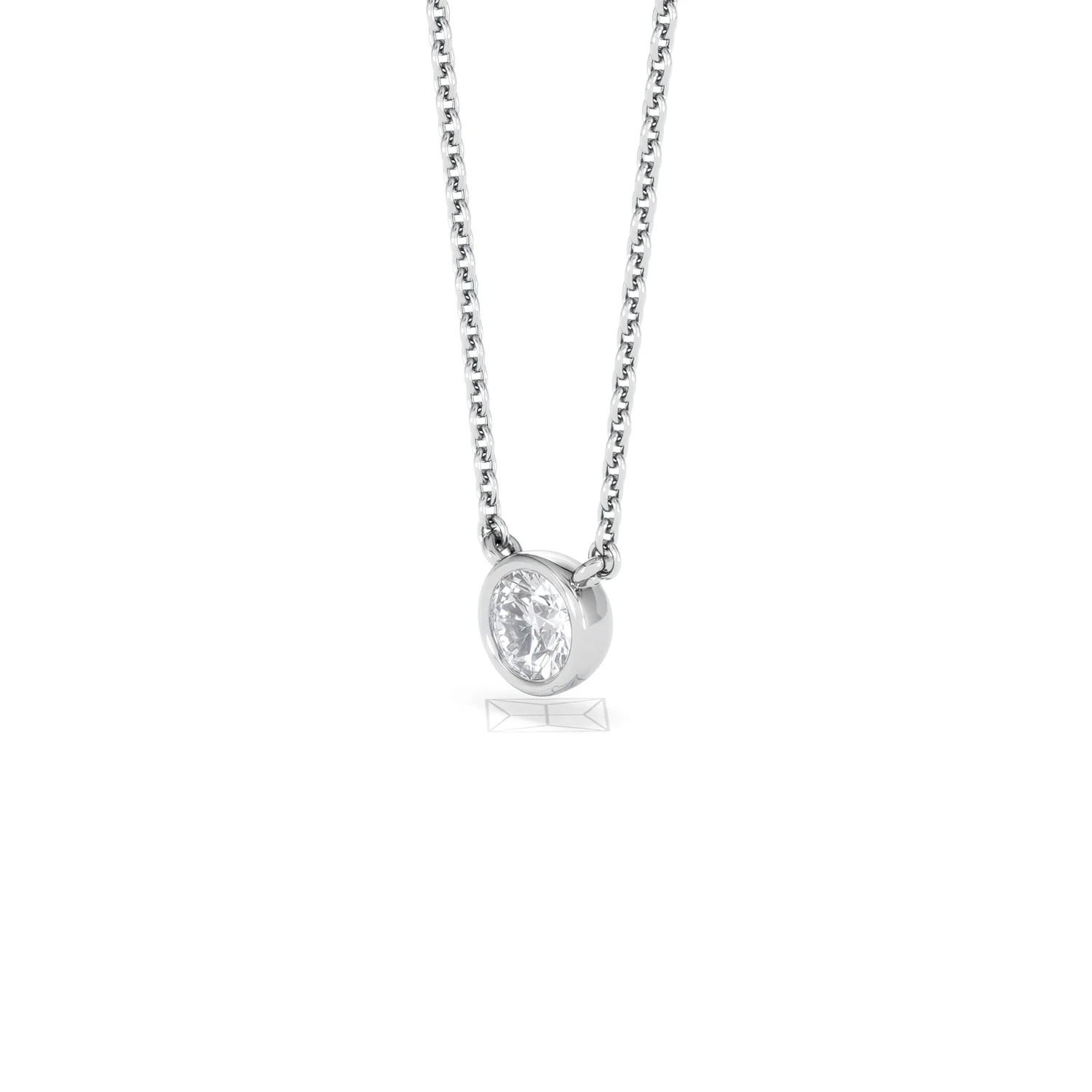 Horizon Round Cut Lab Diamond Solitaire Necklace 0.25ct H/SI in 925 Silver - Image 81