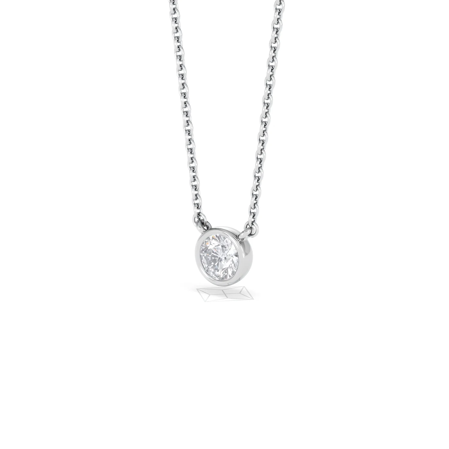 Horizon Round Cut Lab Diamond Solitaire Necklace 0.25ct H/SI in 925 Silver - Image 83
