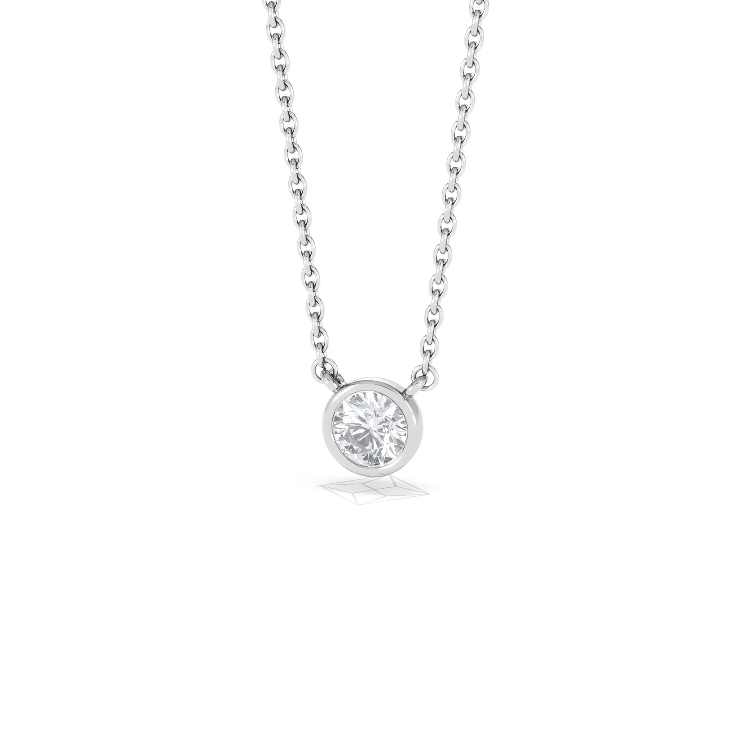 Horizon Round Cut Lab Diamond Solitaire Necklace 0.25ct H/SI in 925 Silver - Image 87