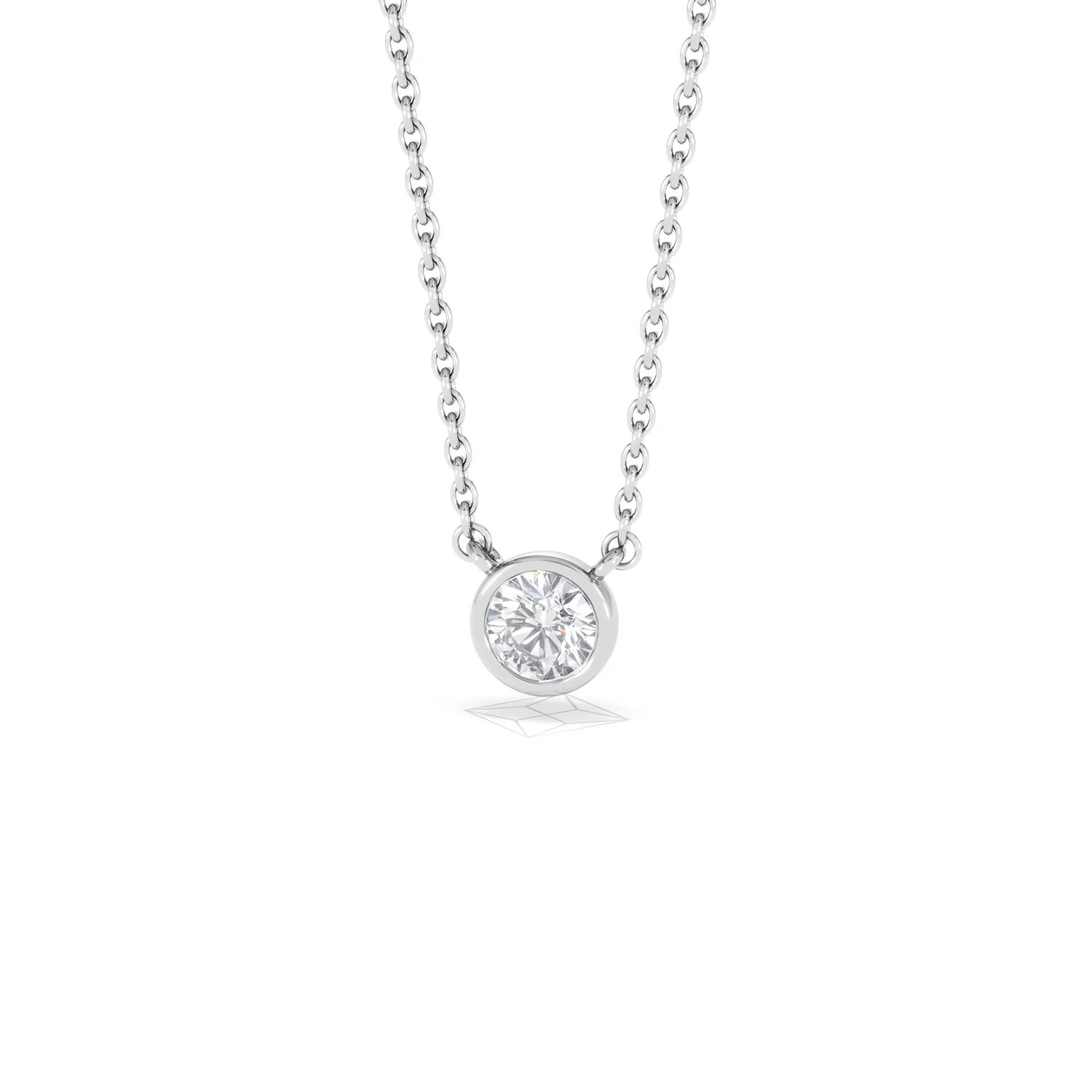 Horizon Round Cut Lab Diamond Solitaire Necklace 0.25ct H/SI in 925 Silver - Image 88