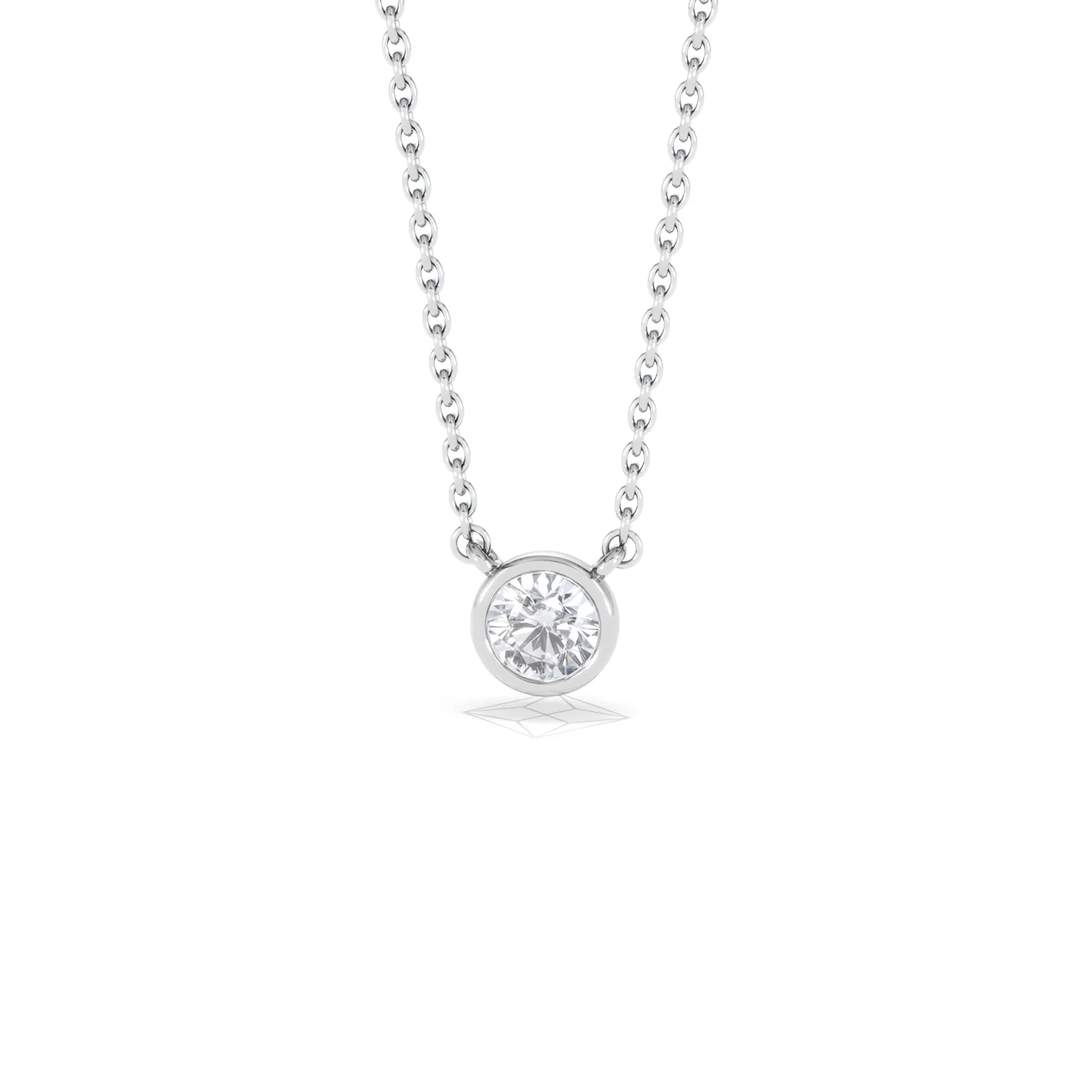Horizon Round Cut Lab Diamond Solitaire Necklace 0.25ct H/SI in 925 Silver - Image 89