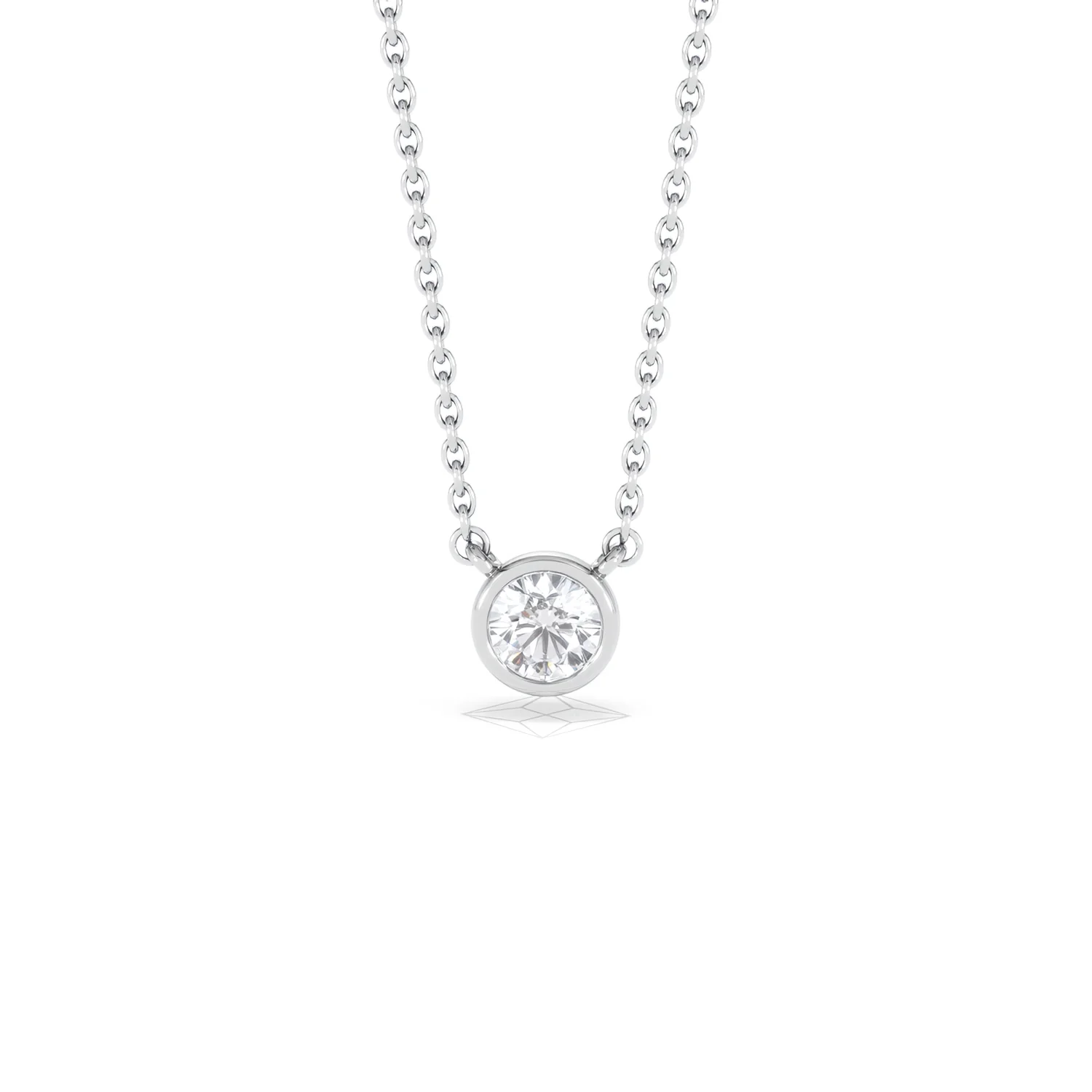 Horizon Round Cut Lab Diamond Solitaire Necklace 0.25ct H/SI in 925 Silver - Image 90