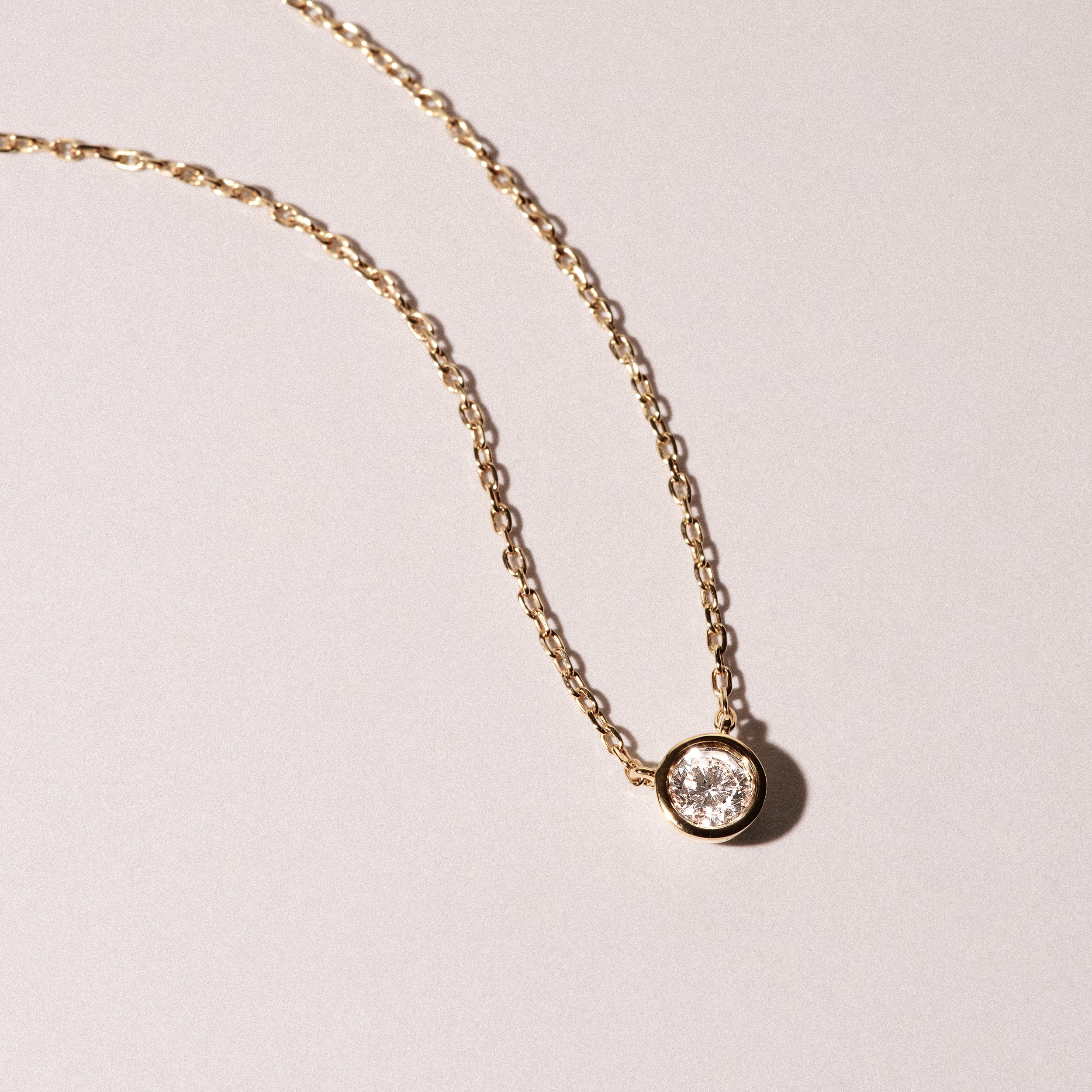 Horizon Round Cut Lab Diamond Solitaire Necklace 0.25ct H/SI in 9K Gold - Image 6