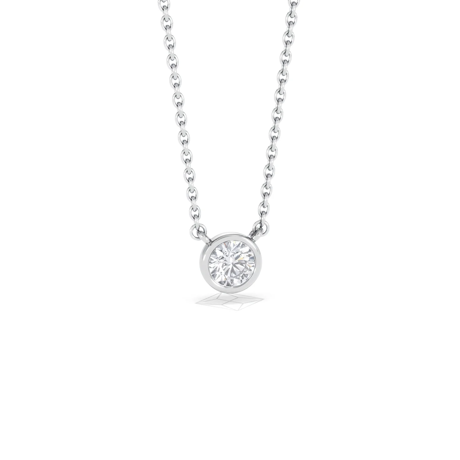 Horizon Round Cut Lab Diamond Solitaire Necklace 0.25ct H/SI in 9K White Gold - Image 14