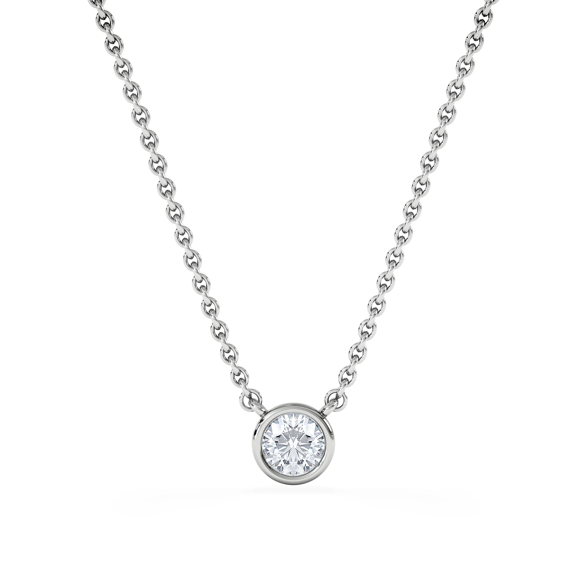 Horizon Round Cut Lab Diamond Solitaire Necklace 0.25ct H/SI in 9K White Gold - Image 3