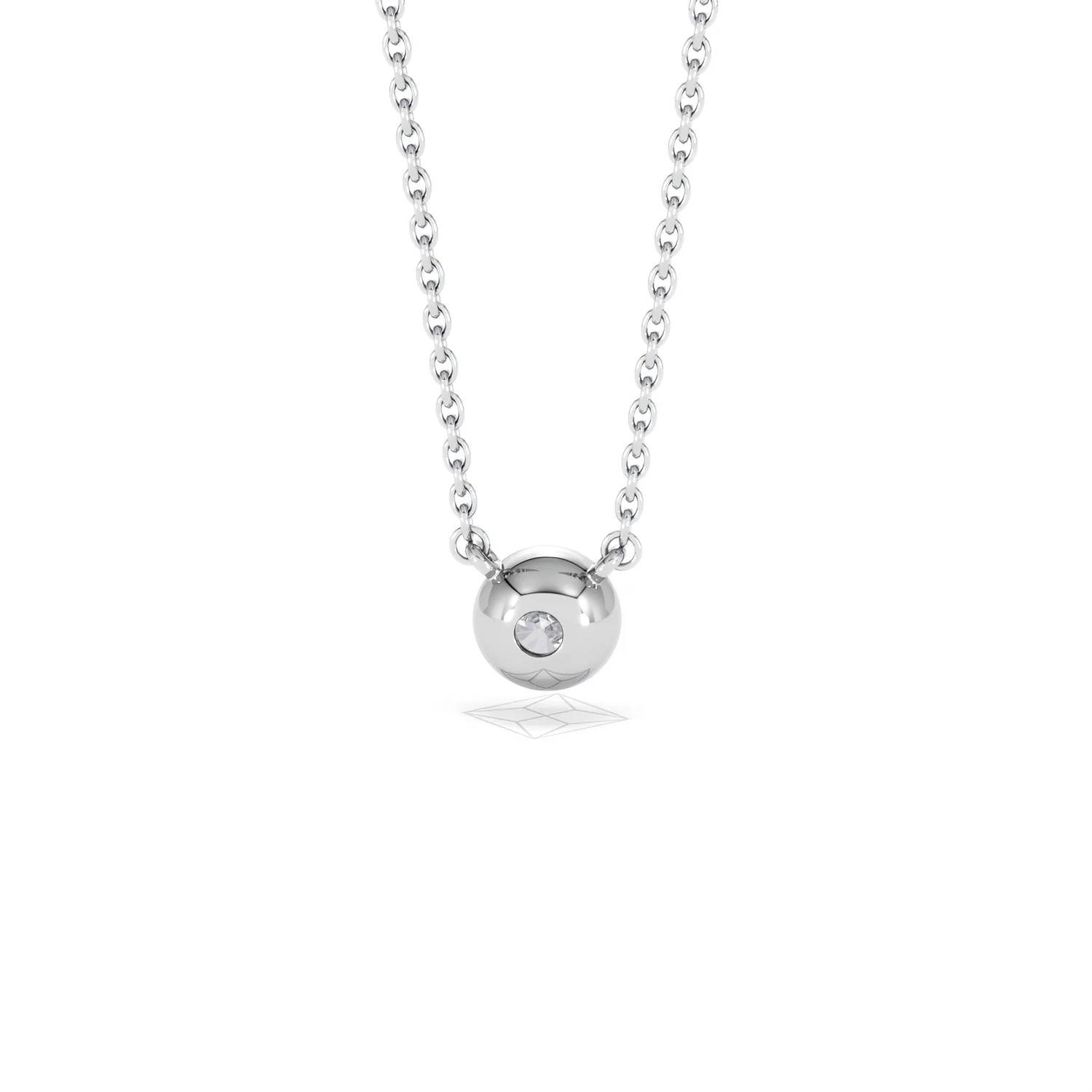 Horizon Round Cut Lab Diamond Solitaire Necklace 0.25ct H/SI in 9K White Gold - Image 49