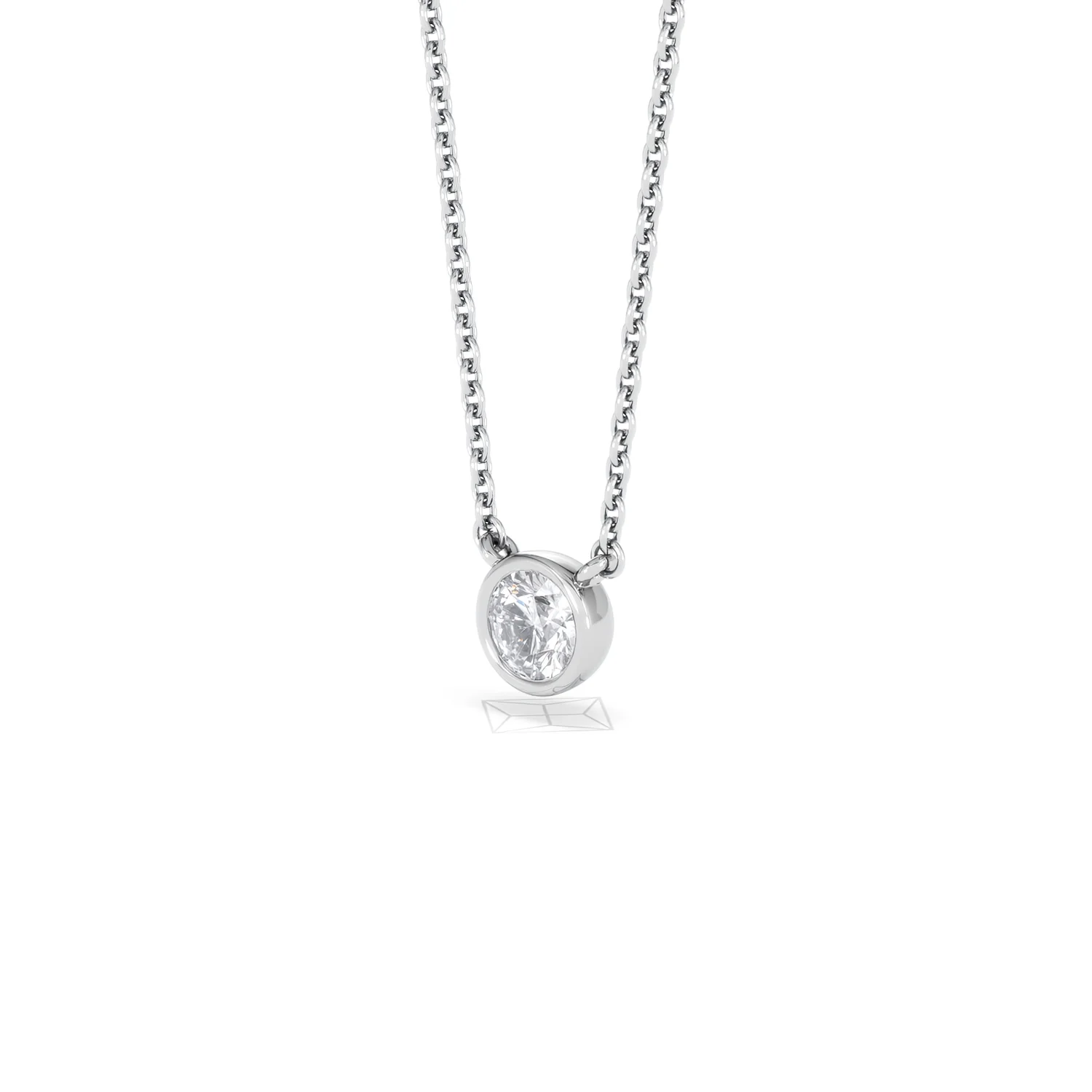 Horizon Round Cut Lab Diamond Solitaire Necklace 0.25ct H/SI in 9K White Gold - Image 82