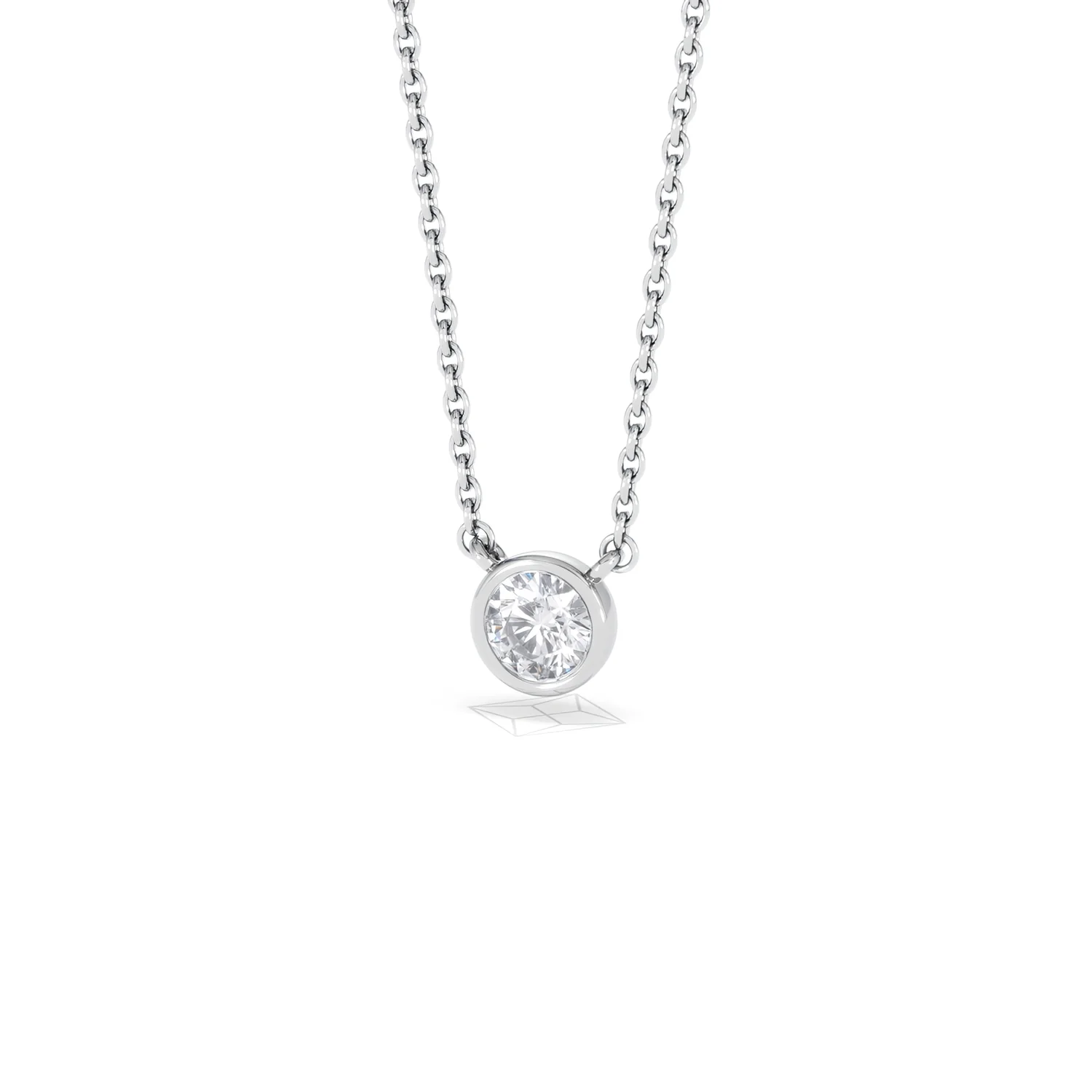 Horizon Round Cut Lab Diamond Solitaire Necklace 0.25ct H/SI in 9K White Gold - Image 86