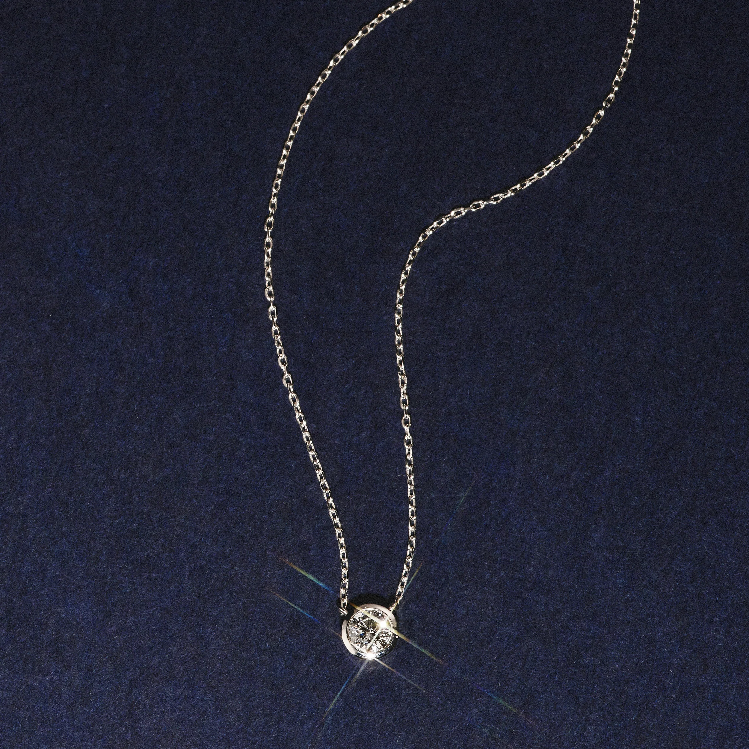 Horizon Round Cut Lab Diamond Solitaire Necklace 0.25ct H/SI in 9K White Gold - Image 9