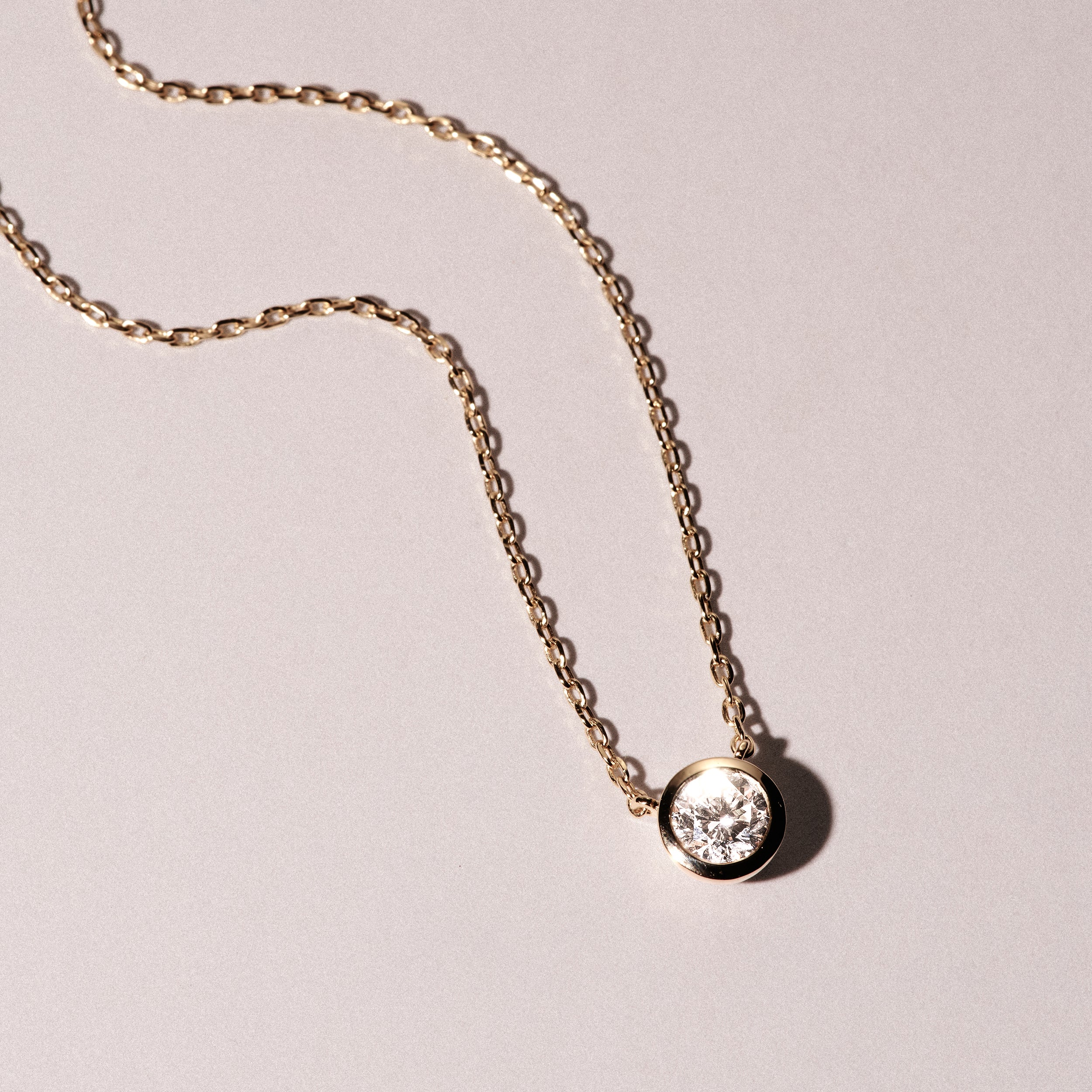 Horizon Round Cut Lab Diamond Solitaire Necklace 0.50ct H/SI in 9K Gold - Image 6