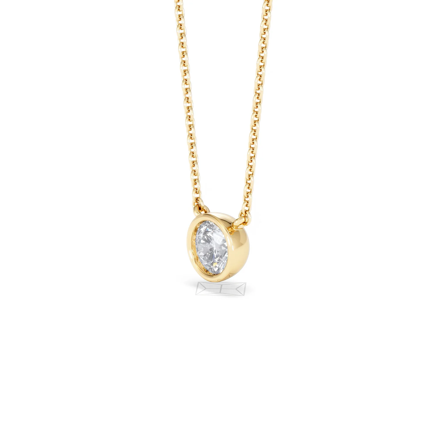 Horizon Round Cut Lab Diamond Solitaire Necklace 0.50ct H/SI in 9K Gold - Image 80