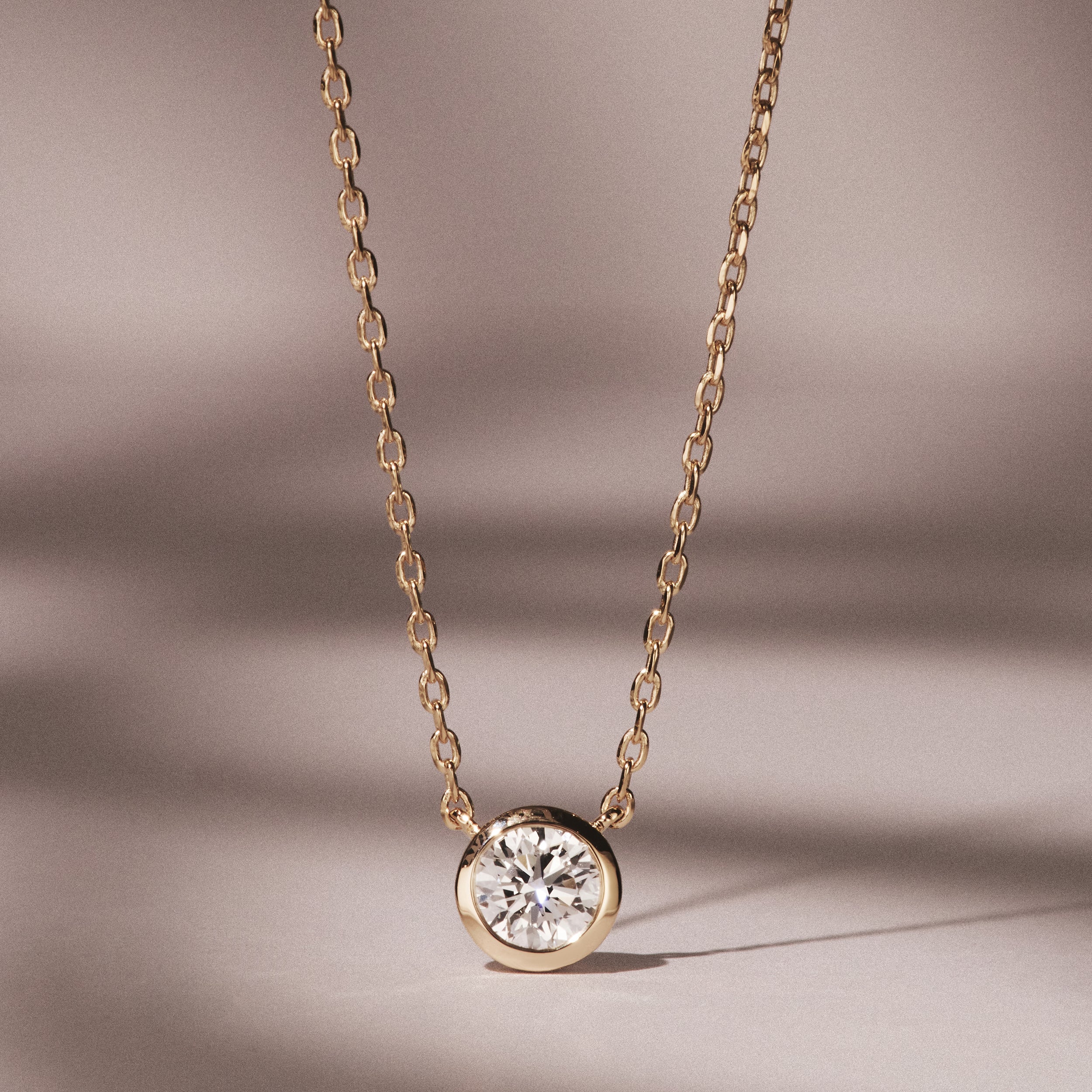 Horizon Round Cut Lab Diamond Solitaire Necklace 0.50ct H/SI in 9K Gold - Image 9
