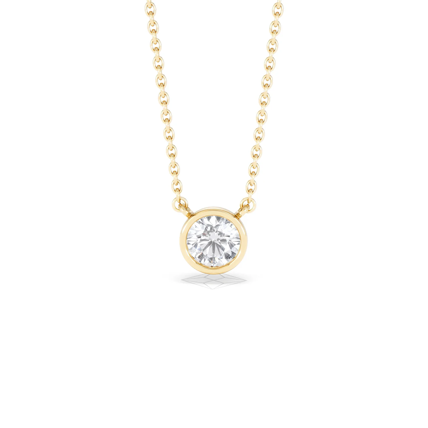 Horizon Round Cut Lab Diamond Solitaire Necklace 0.50ct H/SI in 9K Gold - Image 90