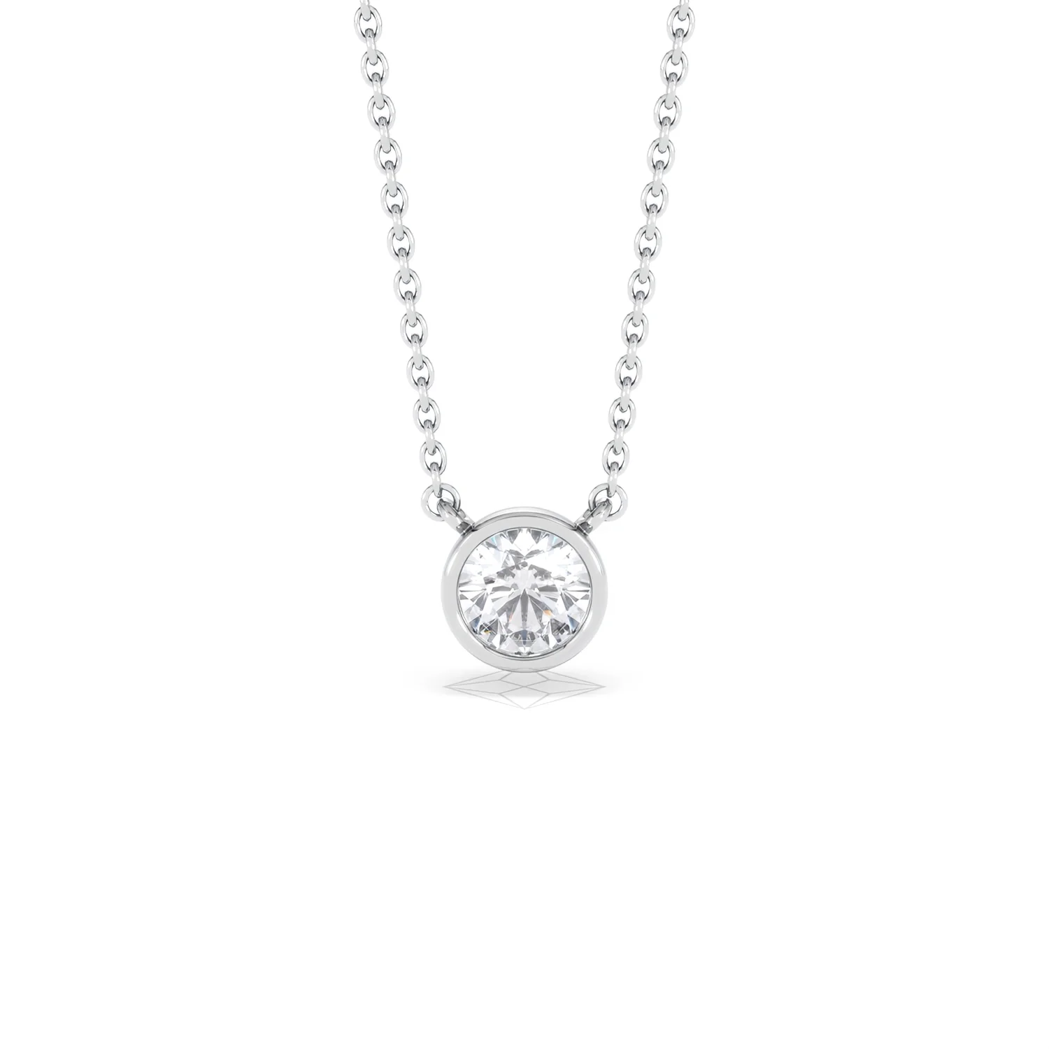 Horizon Round Cut Lab Diamond Solitaire Necklace 0.50ct H/SI in 9K White Gold - Image 11