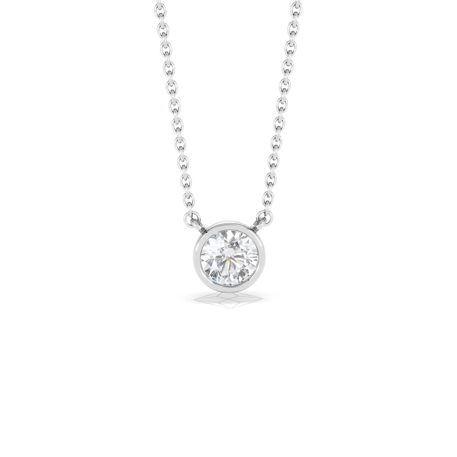 Horizon Round Cut Lab Diamond Solitaire Necklace 0.50ct H/SI in 9K White Gold - Image 12