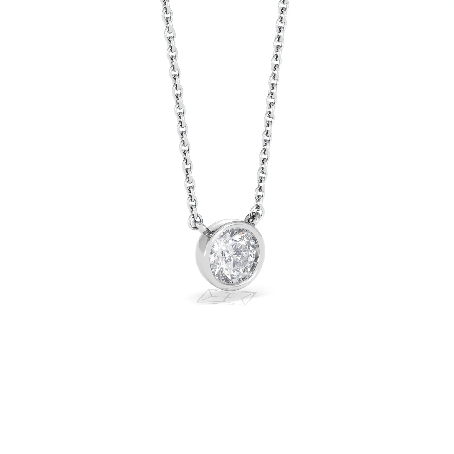 Horizon Round Cut Lab Diamond Solitaire Necklace 0.50ct H/SI in 9K White Gold - Image 18