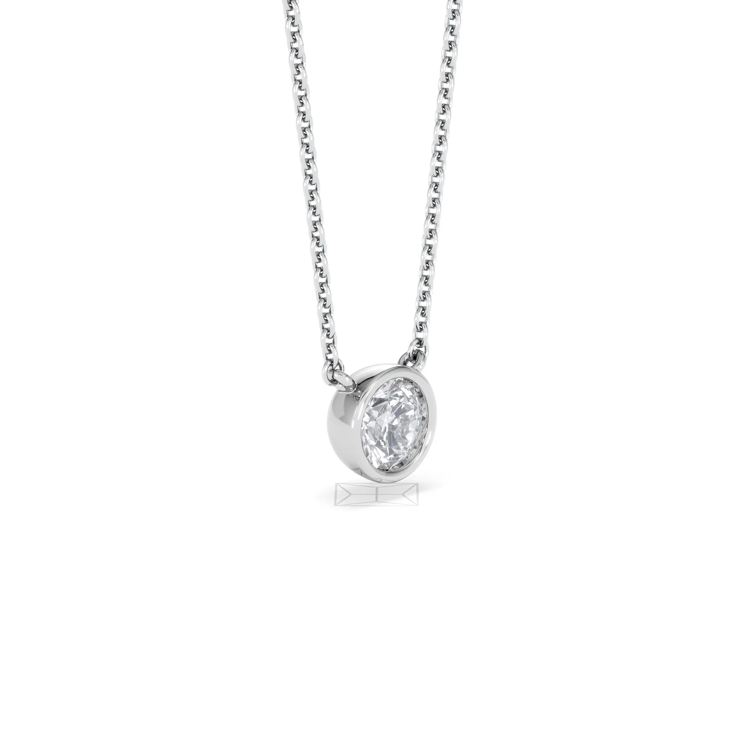 Horizon Round Cut Lab Diamond Solitaire Necklace 0.50ct H/SI in 9K White Gold - Image 21
