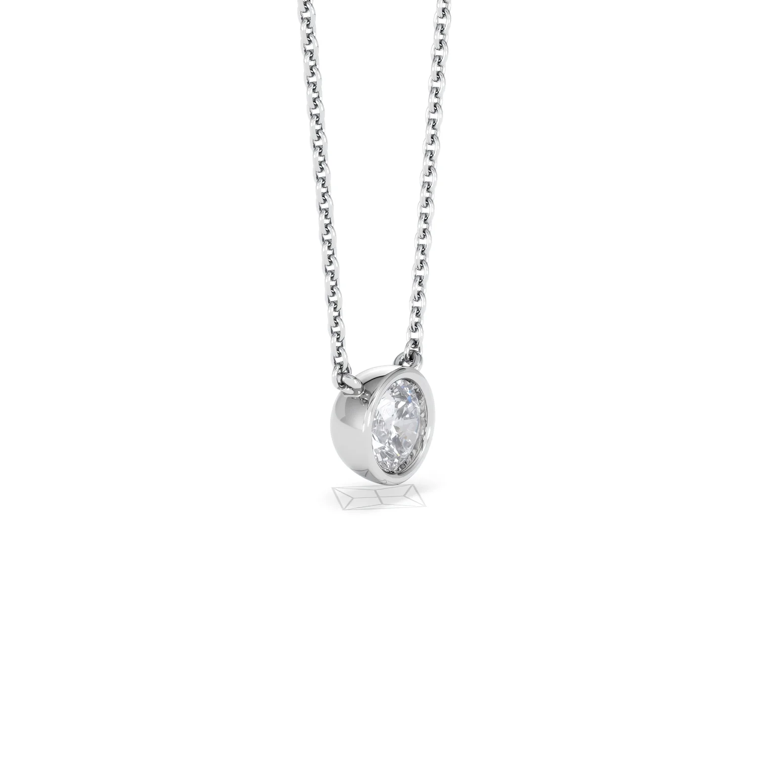 Horizon Round Cut Lab Diamond Solitaire Necklace 0.50ct H/SI in 9K White Gold - Image 23