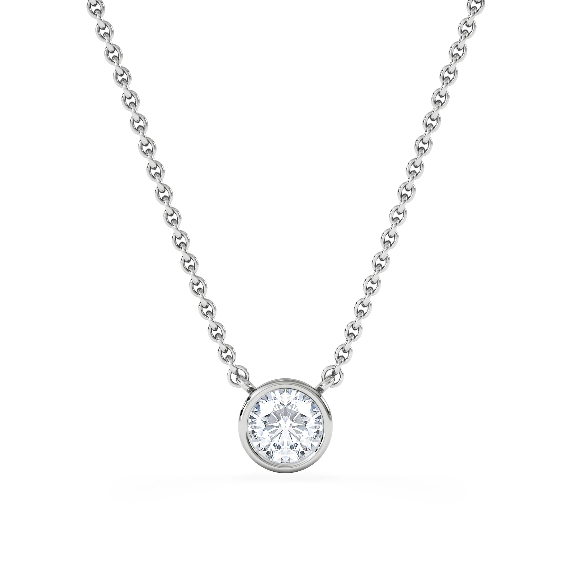 Horizon Round Cut Lab Diamond Solitaire Necklace 0.50ct H/SI in 9K White Gold - Image 3