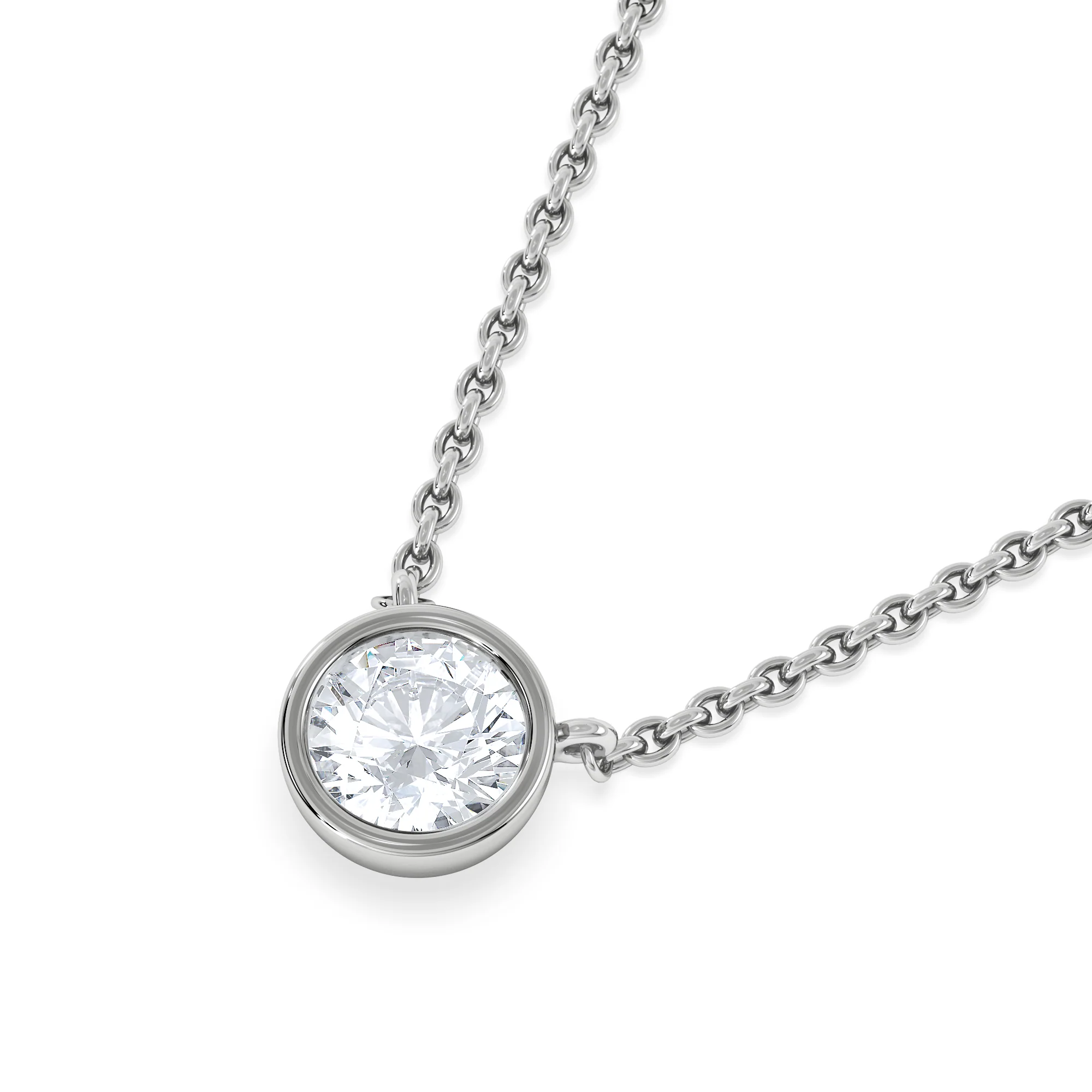 Horizon Round Cut Lab Diamond Solitaire Necklace 0.50ct H/SI in 9K White Gold - Image 5