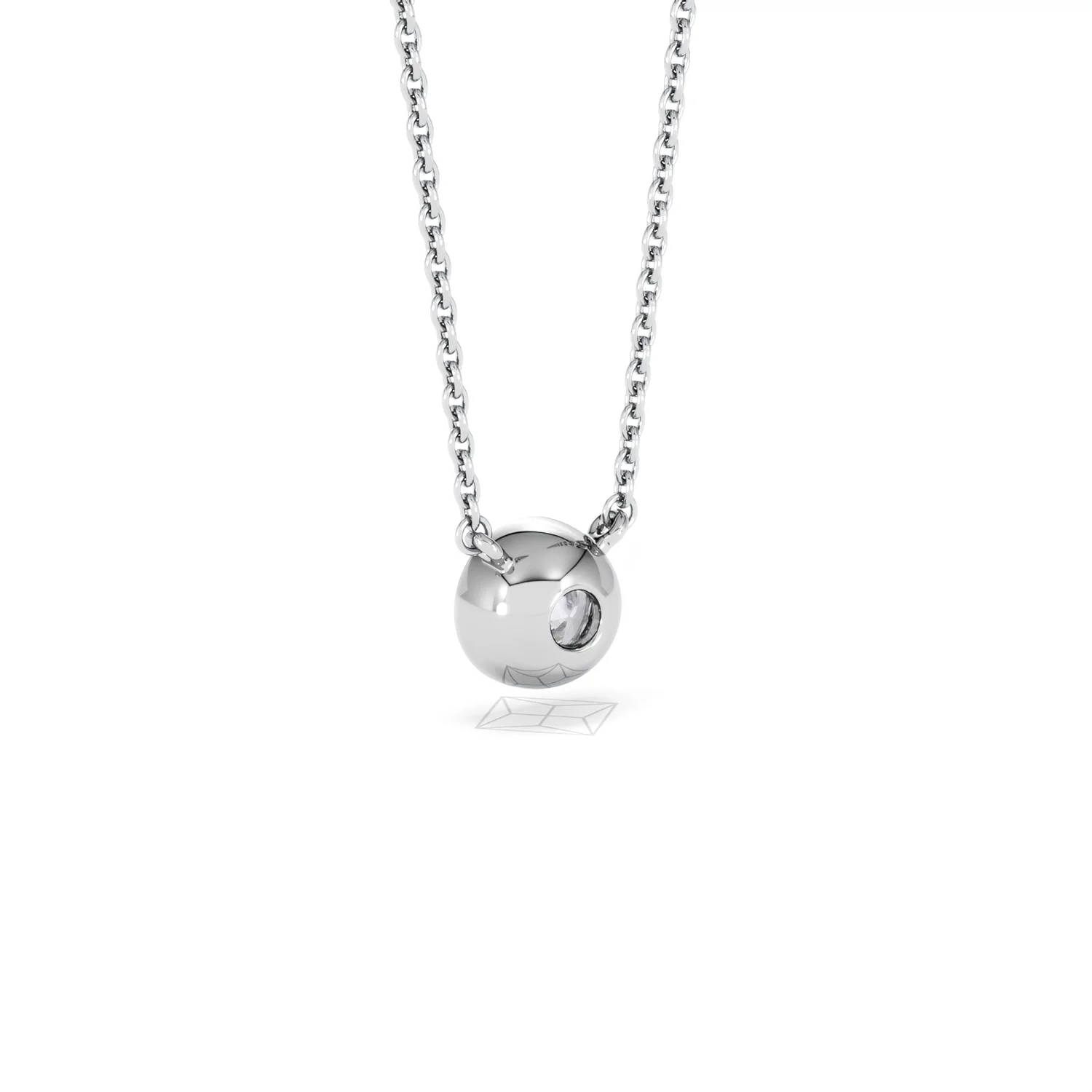 Horizon Round Cut Lab Diamond Solitaire Necklace 0.50ct H/SI in 9K White Gold - Image 58