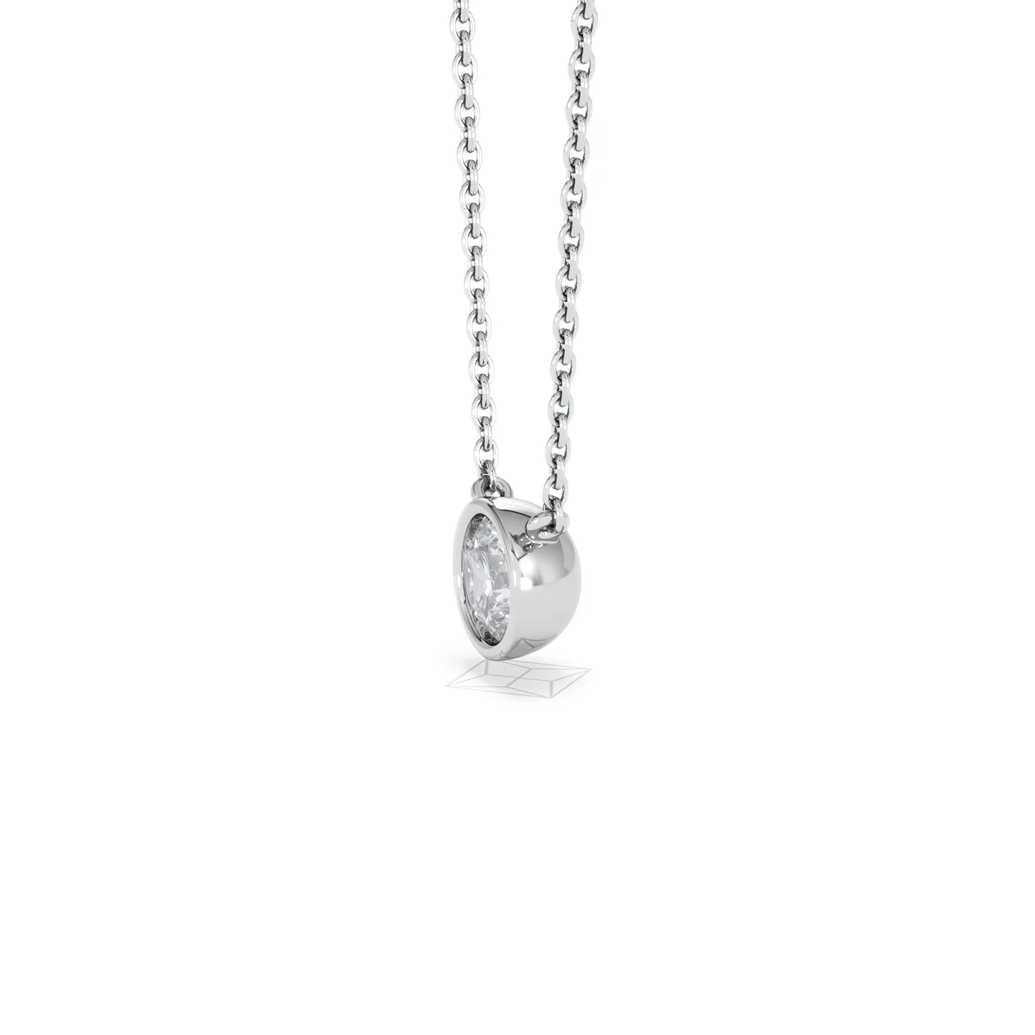 Horizon Round Cut Lab Diamond Solitaire Necklace 0.50ct H/SI in 9K White Gold - Image 76