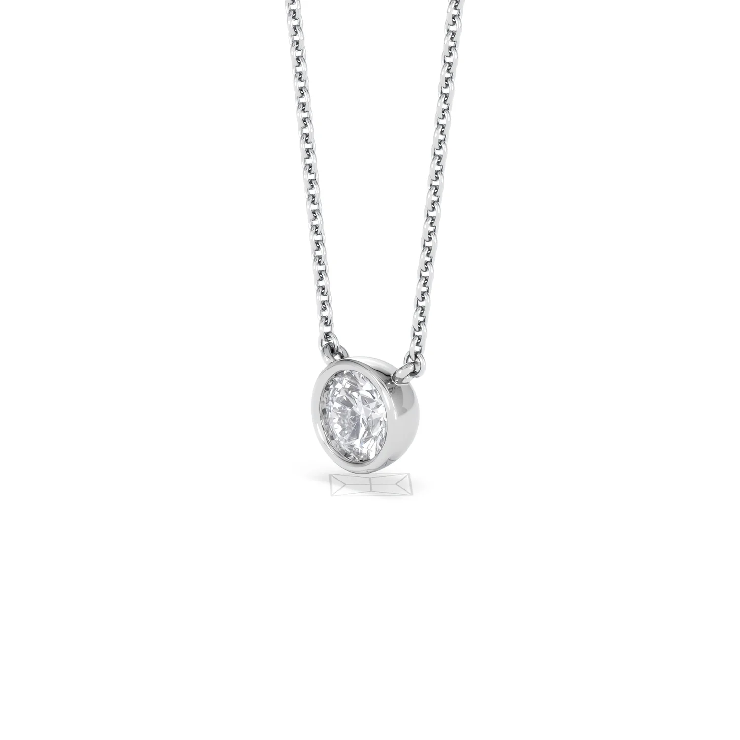 Horizon Round Cut Lab Diamond Solitaire Necklace 0.50ct H/SI in 9K White Gold - Image 81