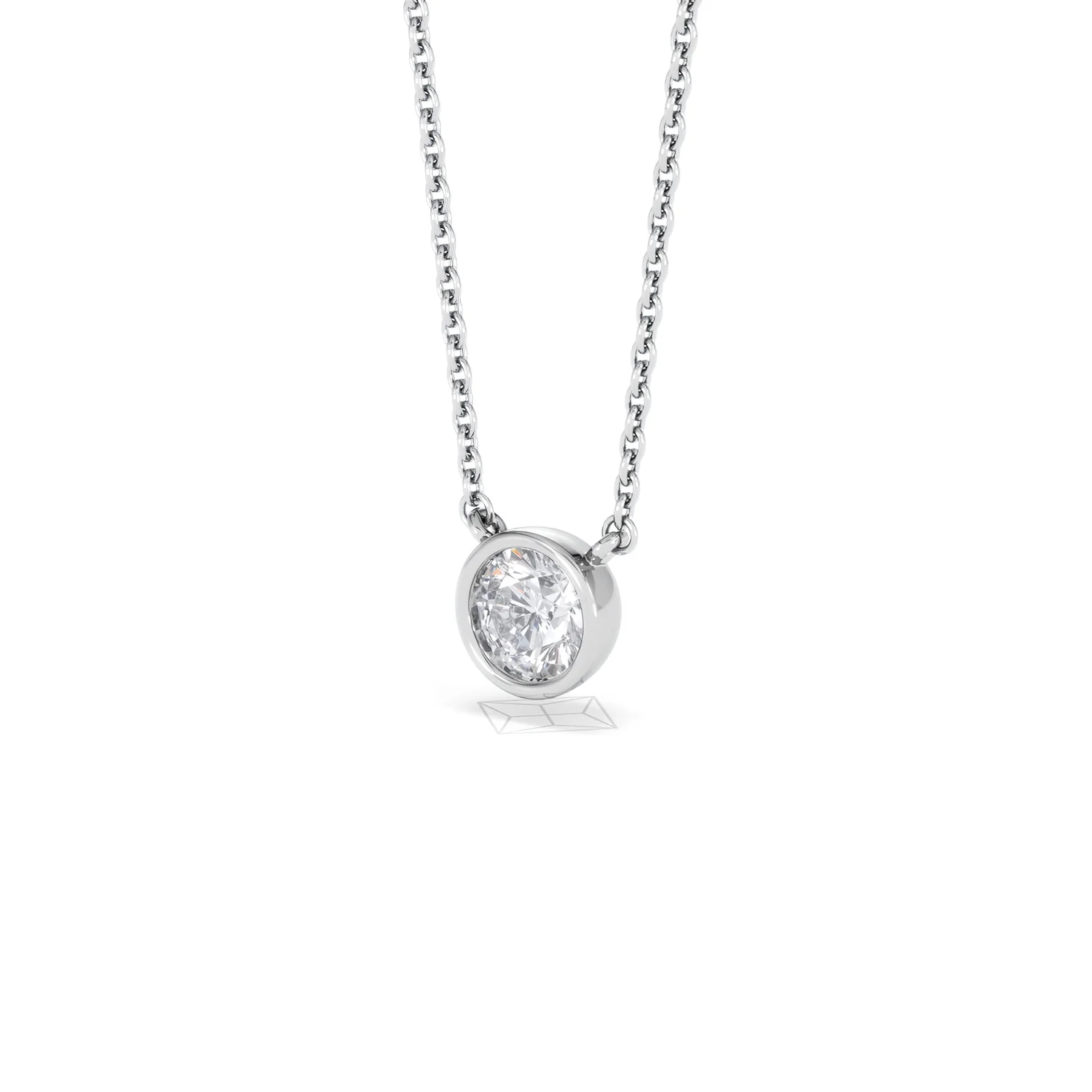 Horizon Round Cut Lab Diamond Solitaire Necklace 0.50ct H/SI in 9K White Gold - Image 83