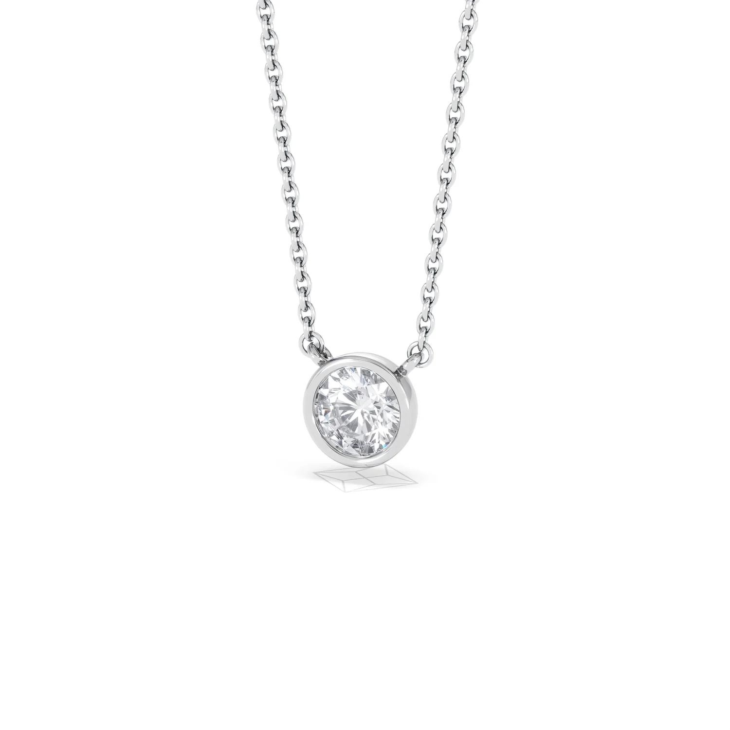 Horizon Round Cut Lab Diamond Solitaire Necklace 0.50ct H/SI in 9K White Gold - Image 86