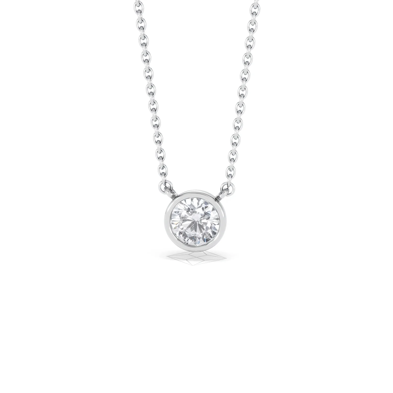 Horizon Round Cut Lab Diamond Solitaire Necklace 0.50ct H/SI in 9K White Gold - Image 89