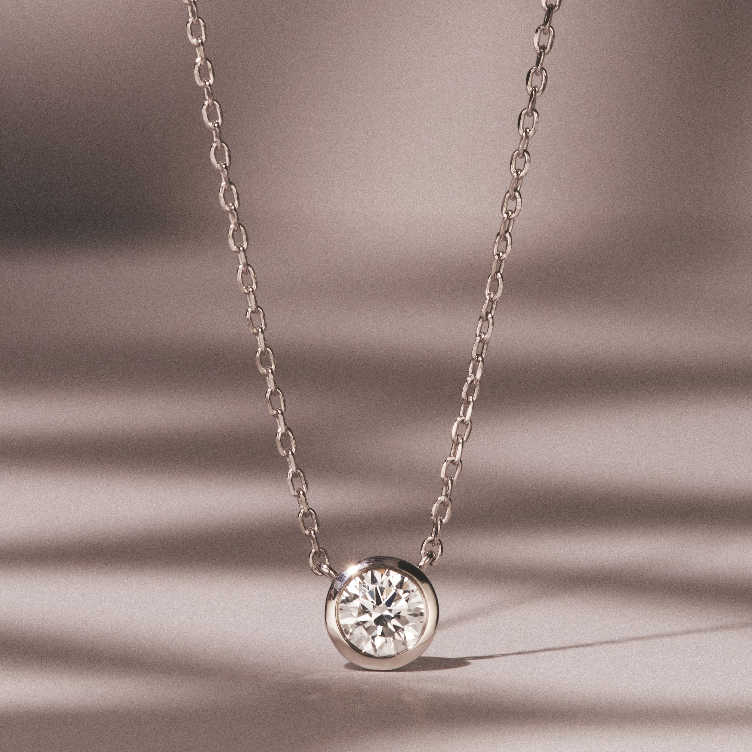 Horizon Round Cut Lab Diamond Solitaire Necklace 0.50ct H/SI in 9K White Gold - Image 9