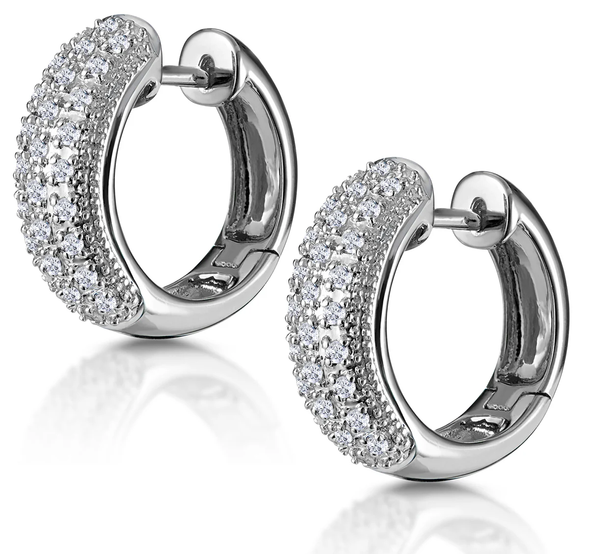 Huggie Earrings 0.33ct Diamond 9K White Gold - Image 3