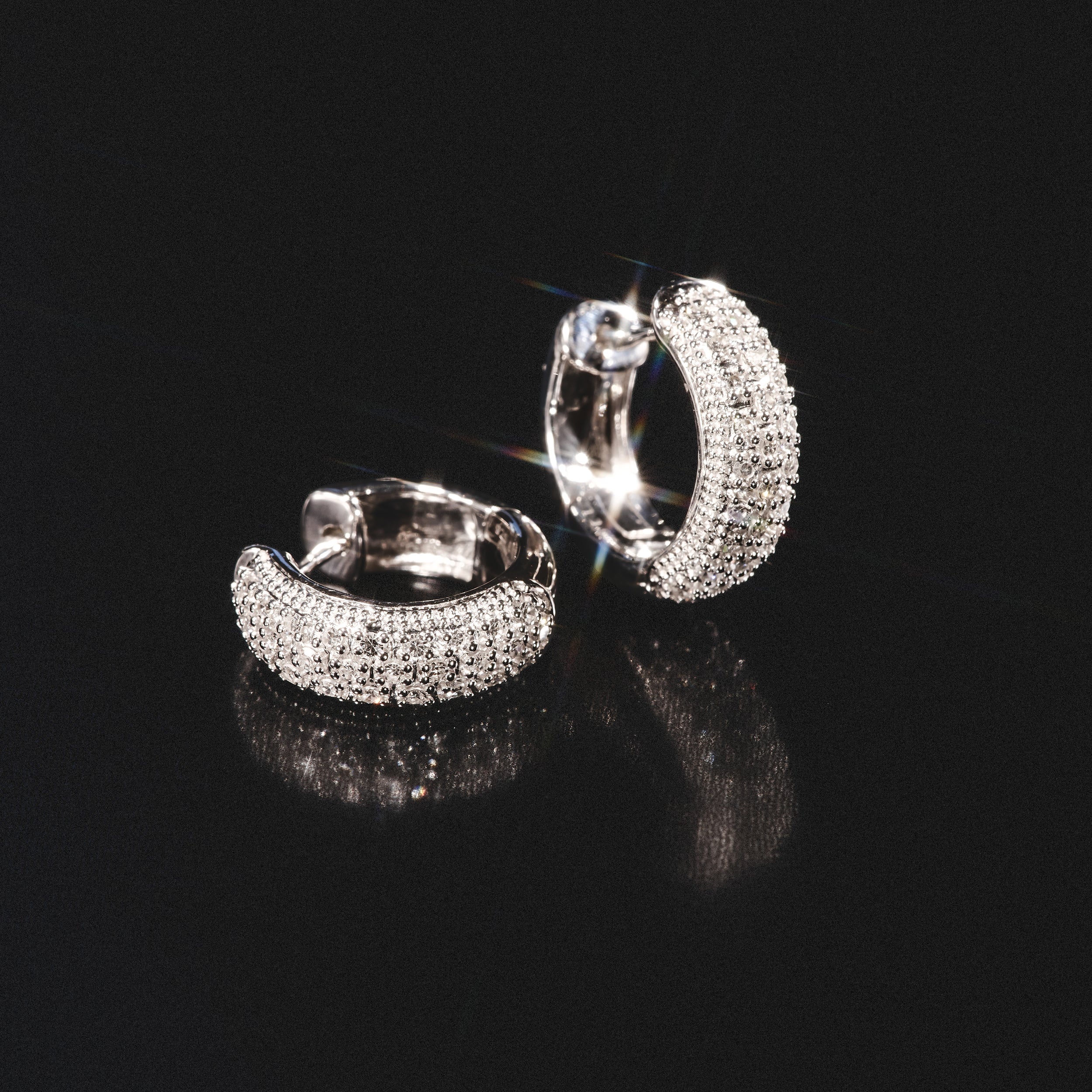 Huggie Earrings 0.33ct Diamond 9K White Gold - Image 7