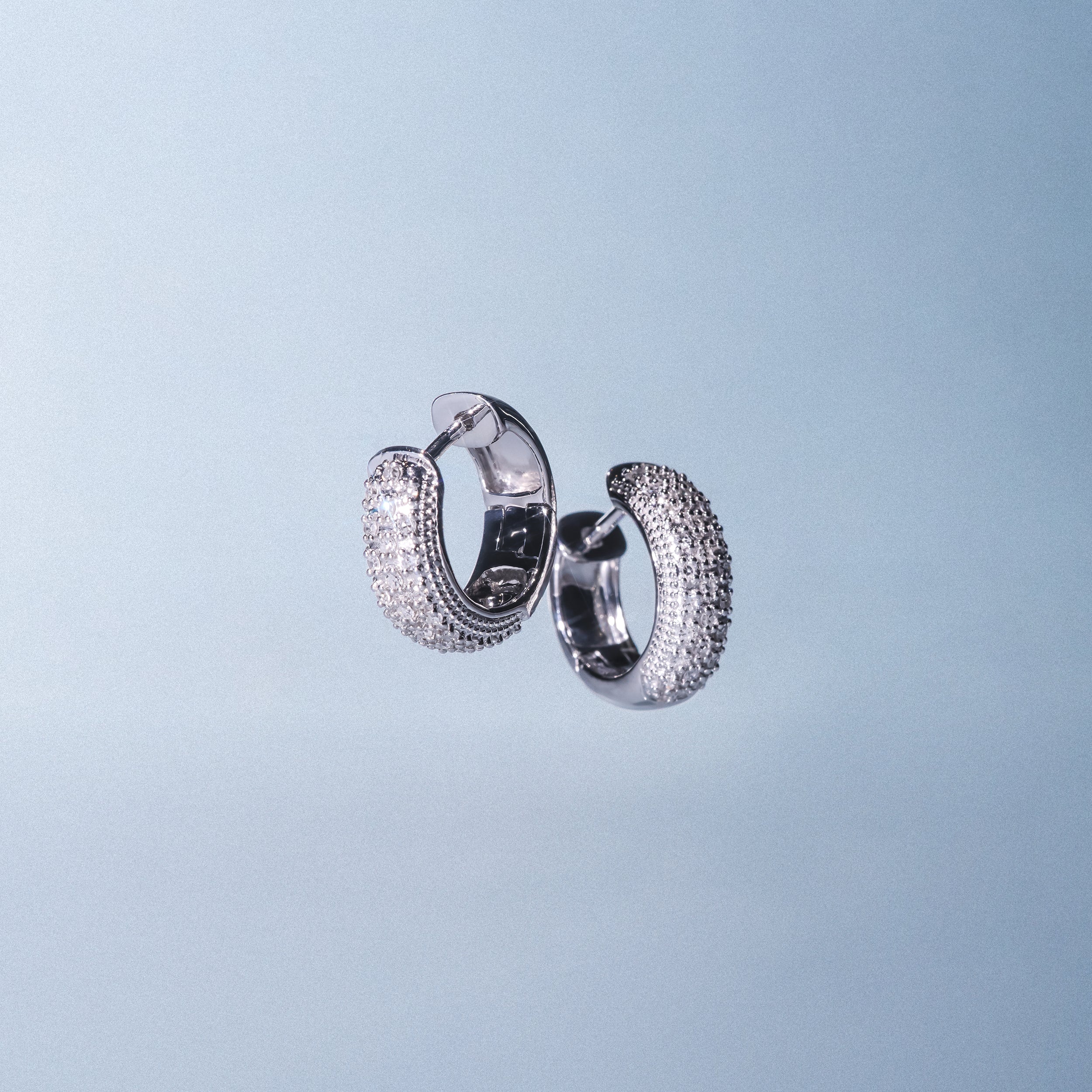 Huggie Earrings Lab Diamond Pave Set 0.33ct in 925 Silver - Image 5