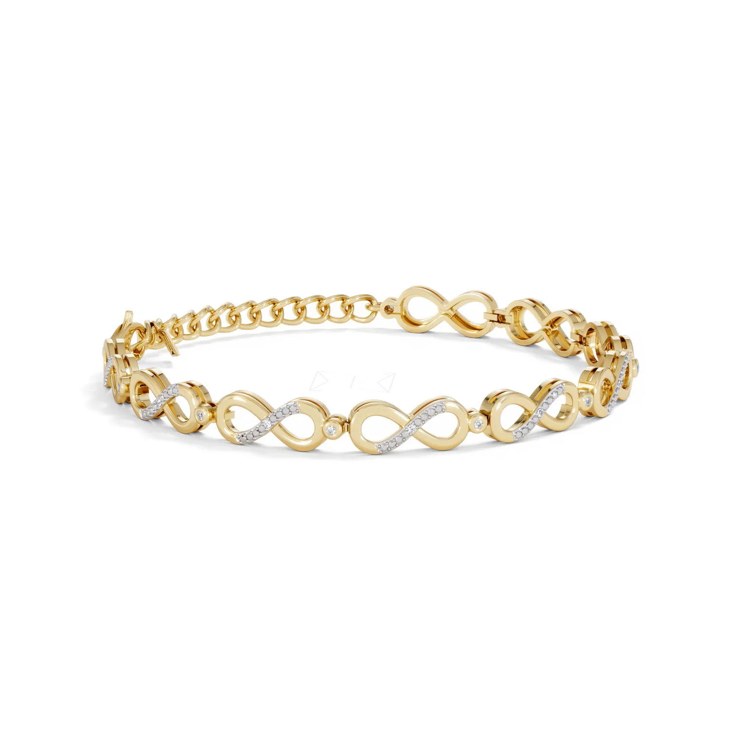 Infinity Love 0.05ct Lab Diamond Link Bracelet in 18K Gold Vermeil - Image 17