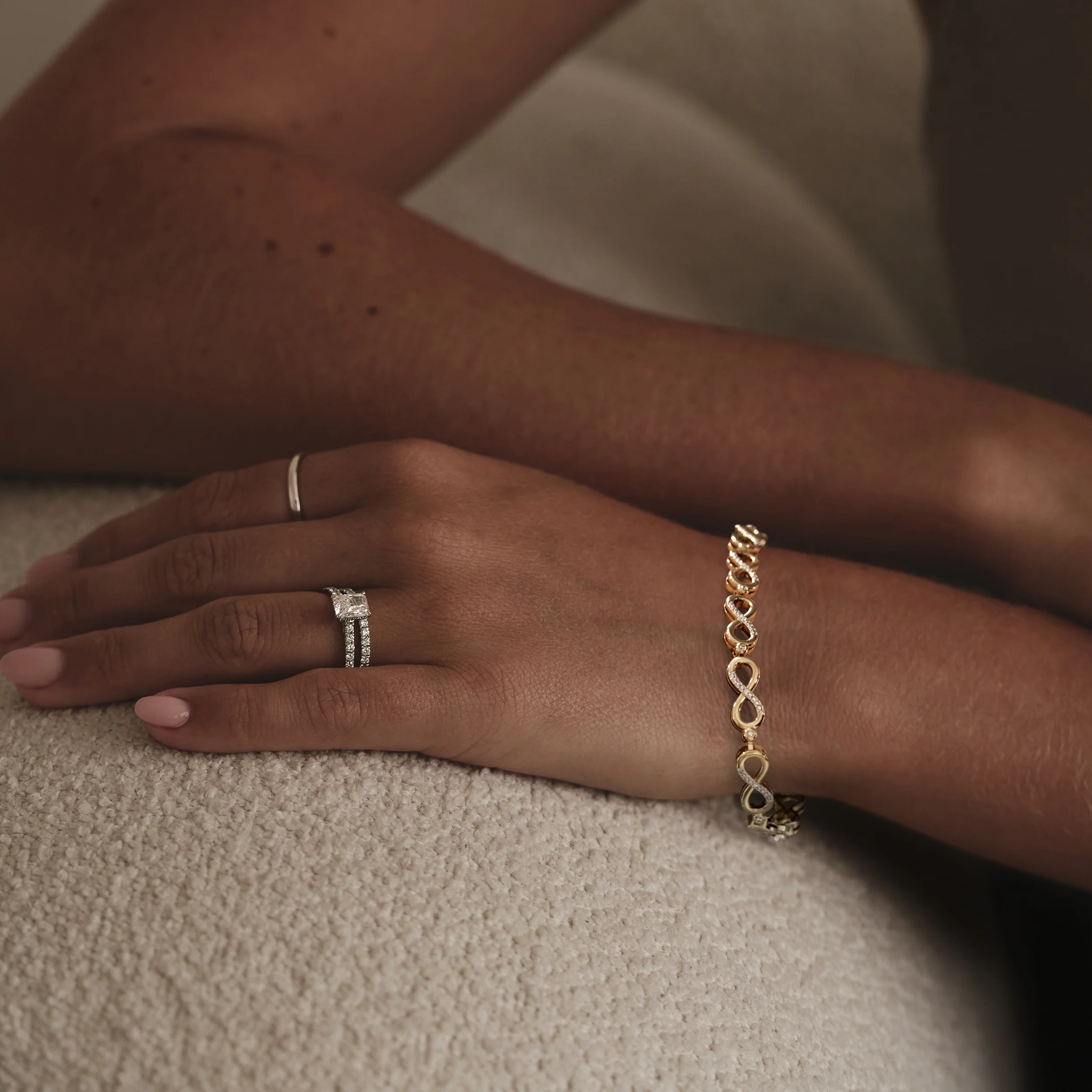 Infinity Love 0.05ct Lab Diamond Link Bracelet in 18K Gold Vermeil - Image 2