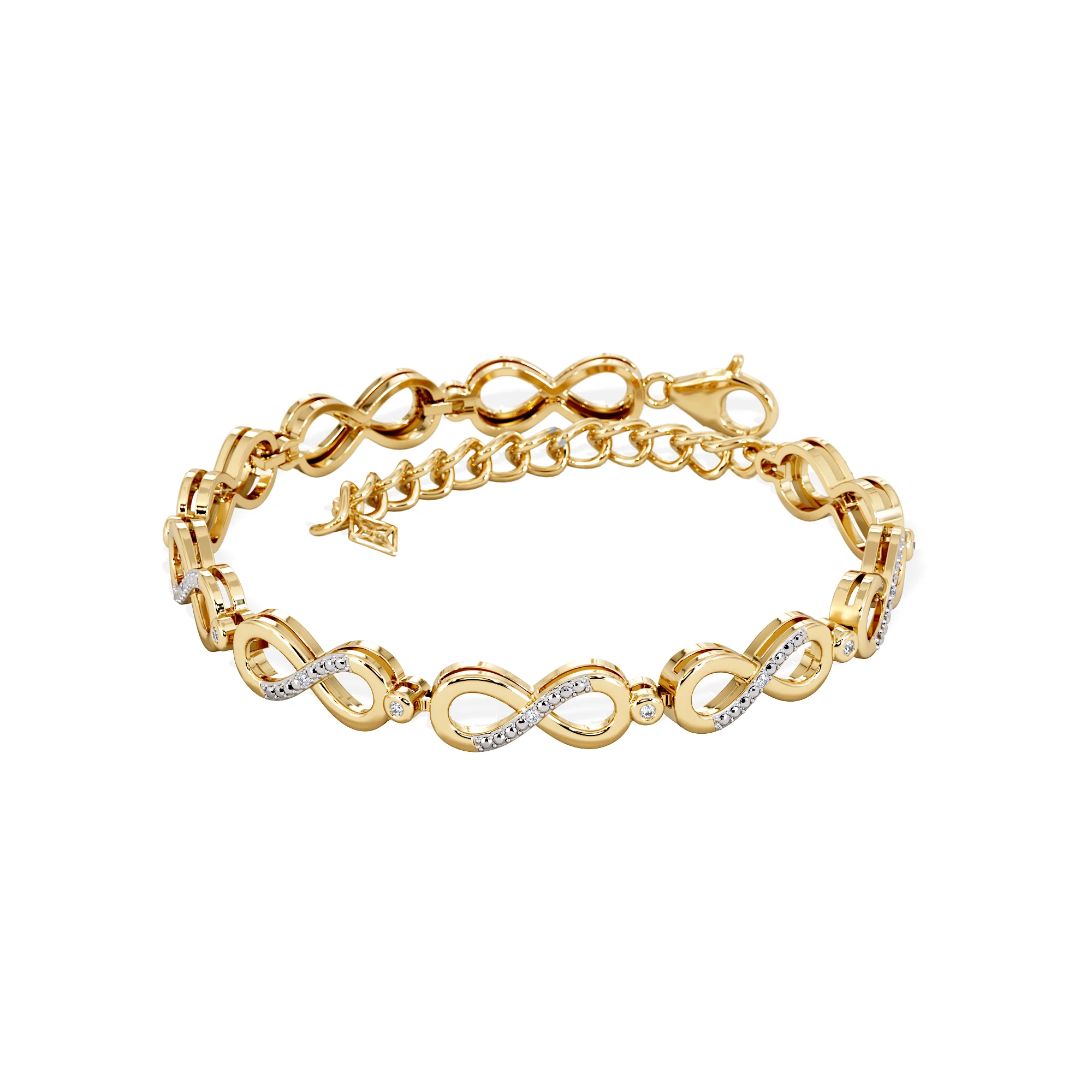 Infinity Love 0.05ct Lab Diamond Link Bracelet in 18K Gold Vermeil - Image 3