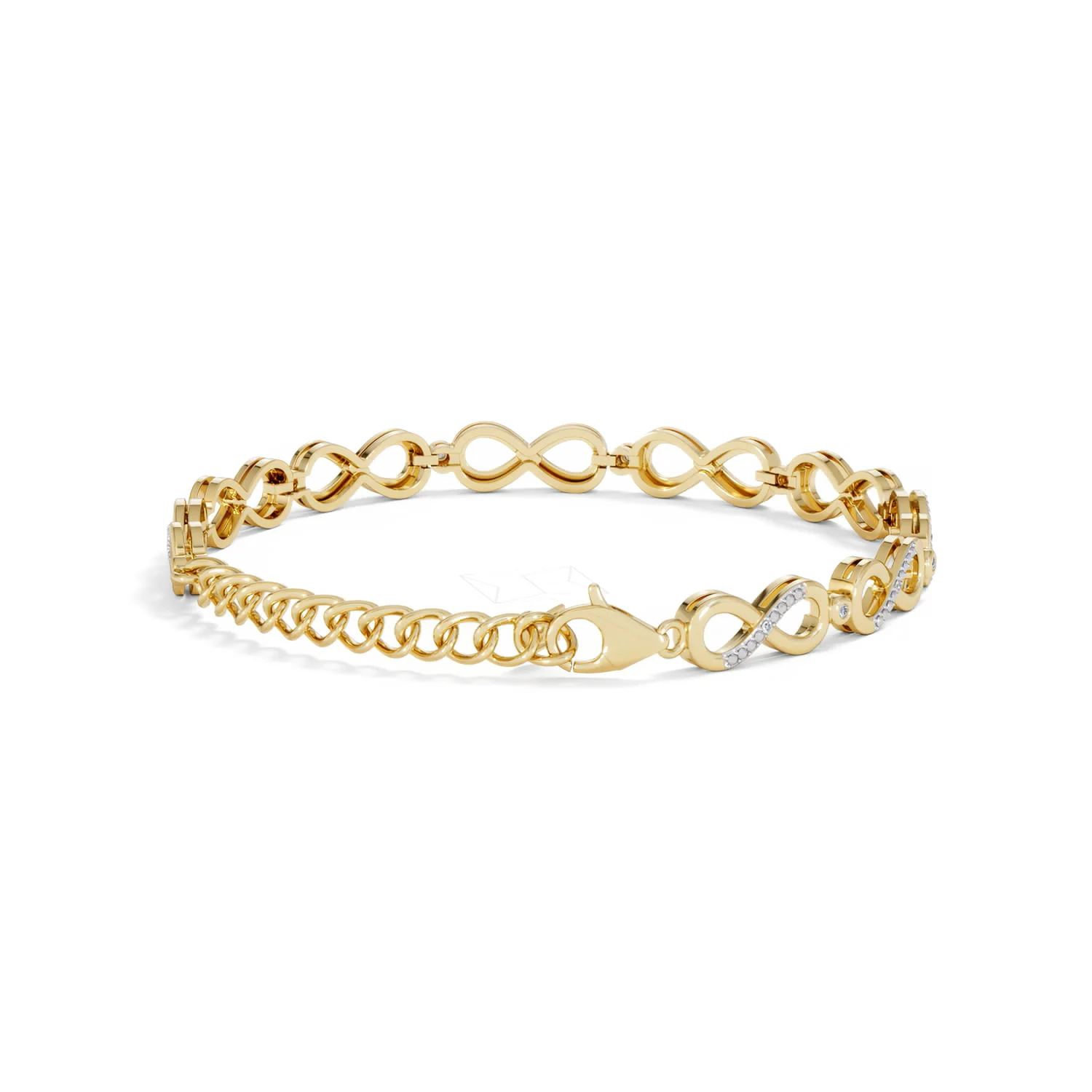 Infinity Love 0.05ct Lab Diamond Link Bracelet in 18K Gold Vermeil - Image 42