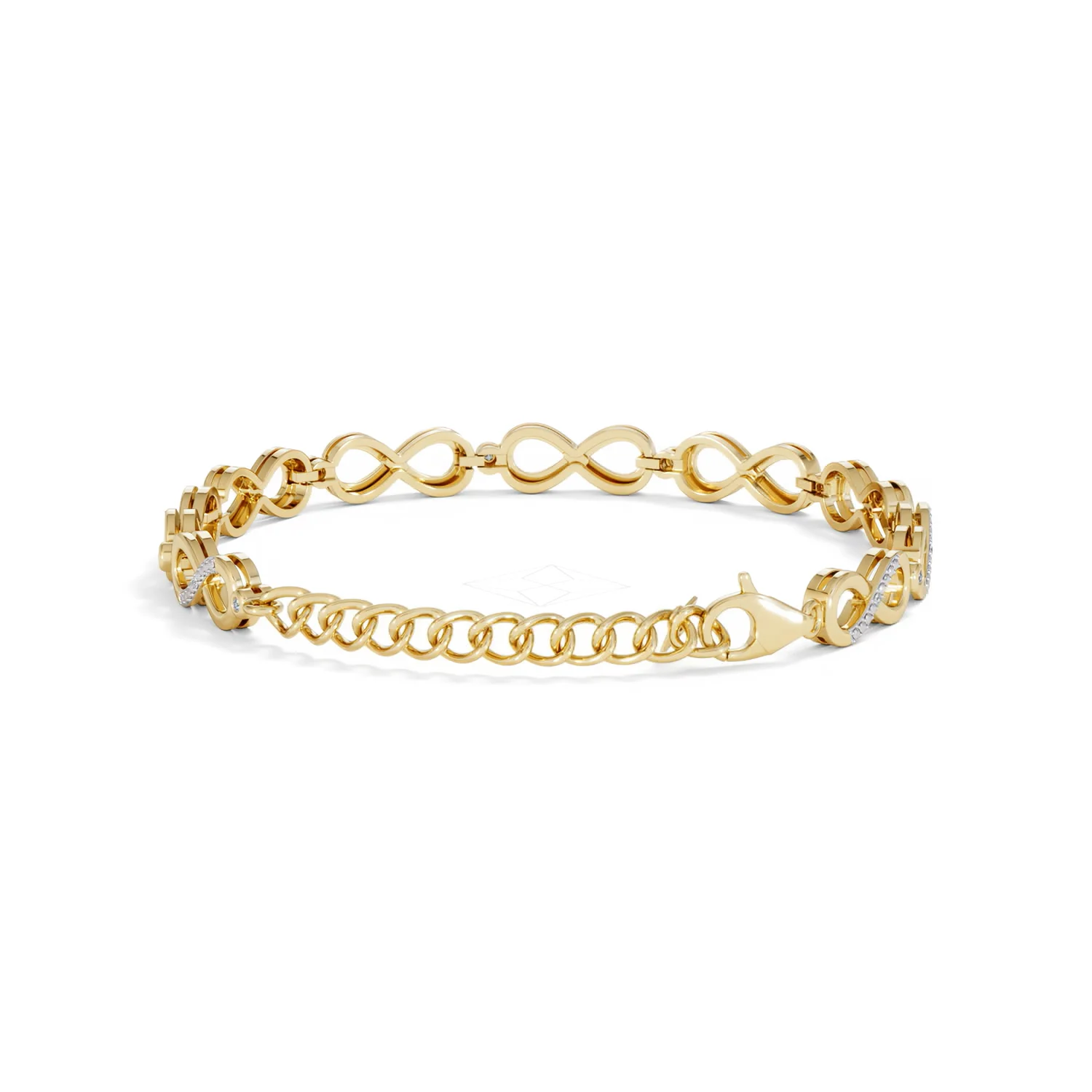 Infinity Love 0.05ct Lab Diamond Link Bracelet in 18K Gold Vermeil - Image 47
