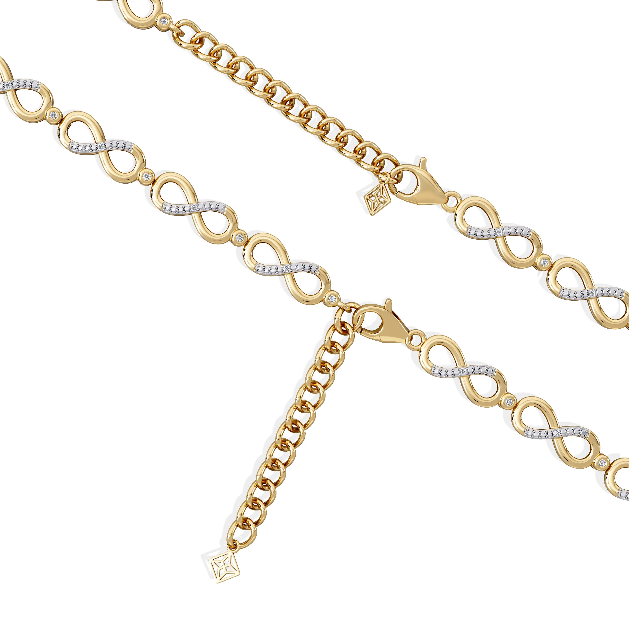Infinity Love 0.05ct Lab Diamond Link Bracelet in 18K Gold Vermeil - Image 7