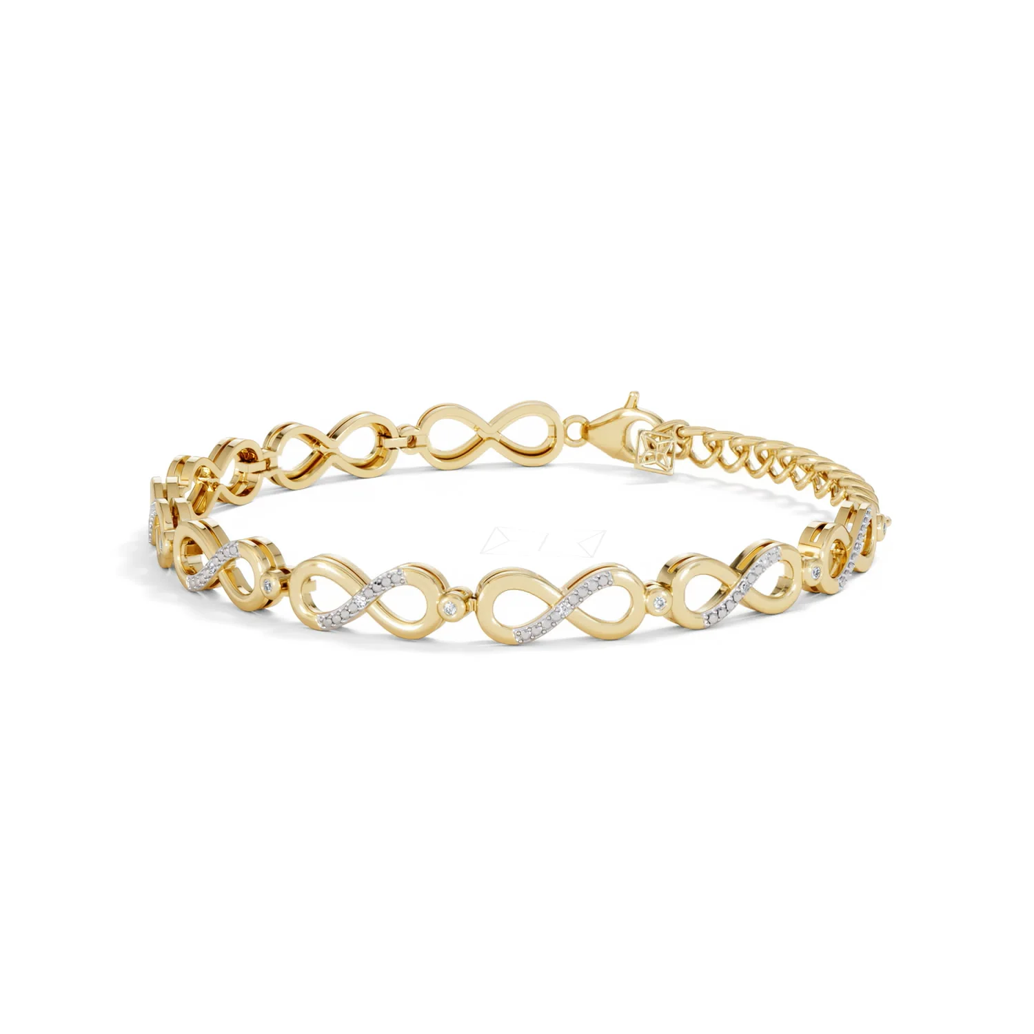 Infinity Love 0.05ct Lab Diamond Link Bracelet in 18K Gold Vermeil - Image 76
